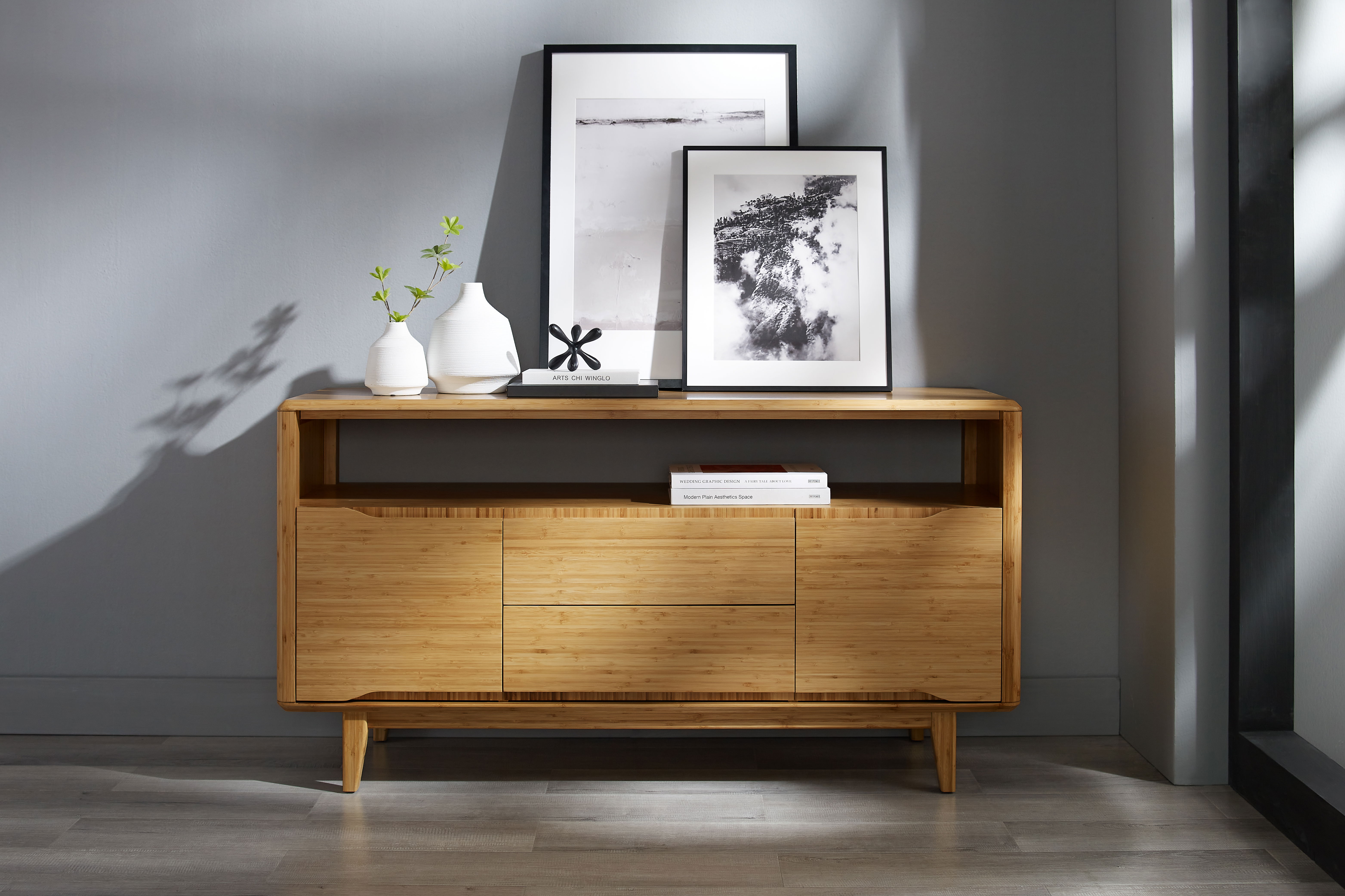 Currant Media Unit, Caramelized, Media Console by Greenington, 54" length x 18" width x 29" height View 9