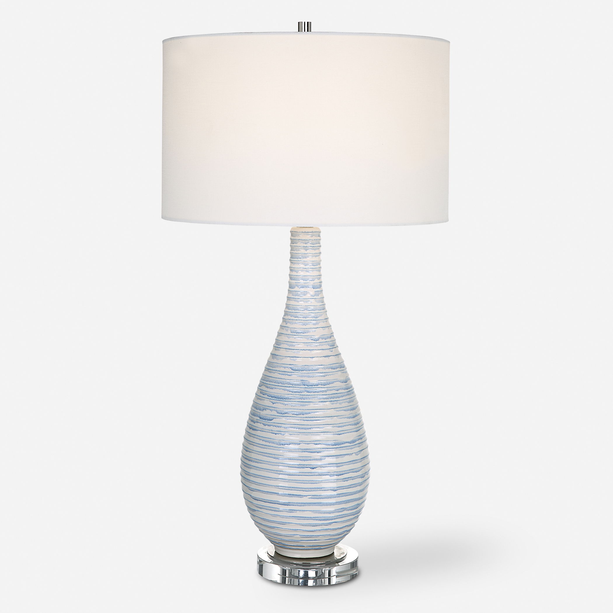 Clariot Ribbed Blue Table Lamp large image 