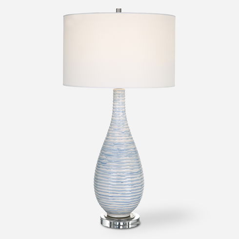 Clariot Ribbed Blue Table Lamp