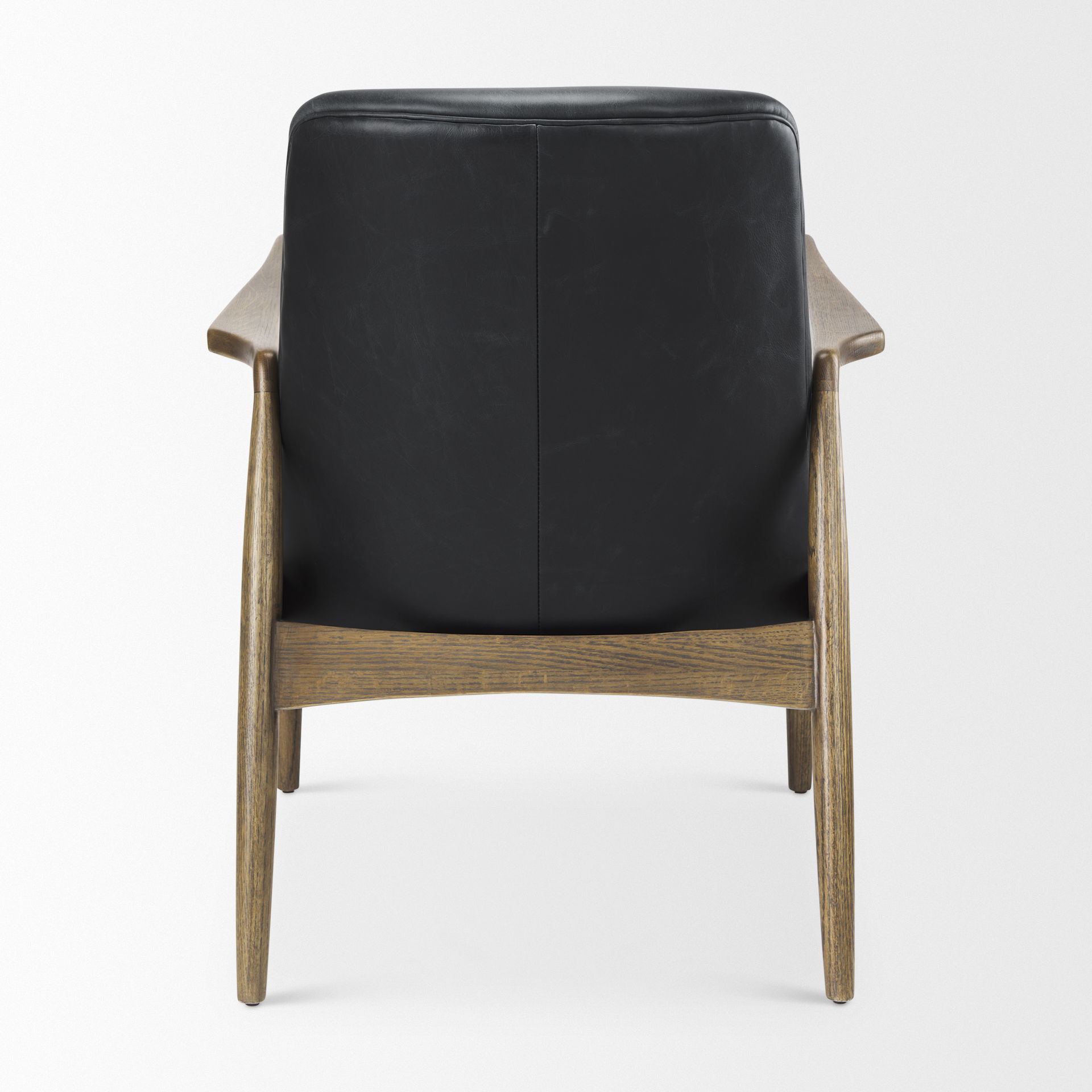 Westan Black Genuine Leather with Medium Brown Wood Accent Chair large image 