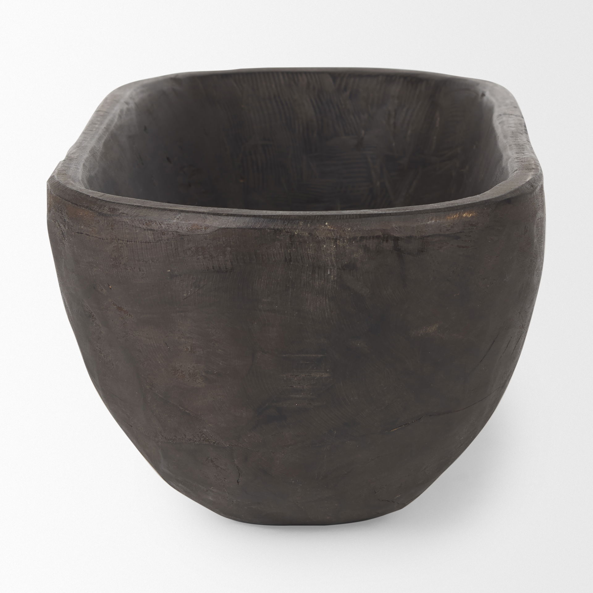 Athena Extra Large Oblong Black-Brown Reclaimed Wood Bowl, Decorative Bowl by Mercana, 26" length x 10" width x 7" height View 3