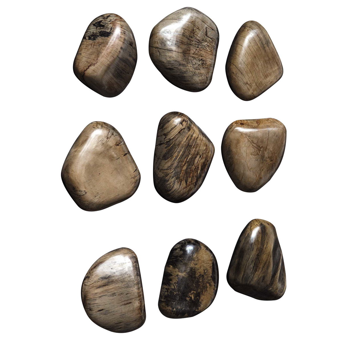 Pebbles Walnut Wood Wall Décor Set/9, Sculptural Wall Art by Uttermost, 6" width x 5" height x 2" depth View 5