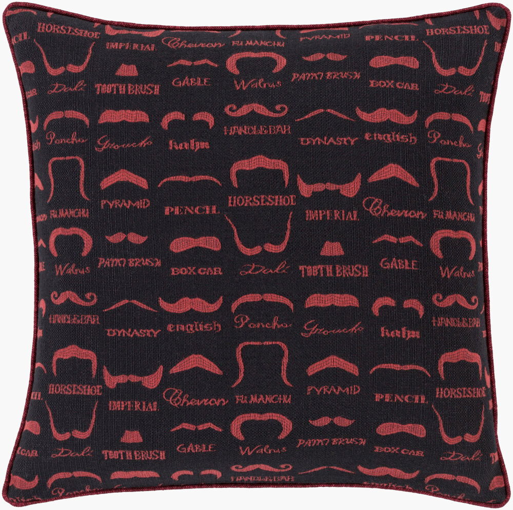 Wax that Stache Accent Pillow Poly, Decorative Pillow by Surya, 18" length x 18" width
