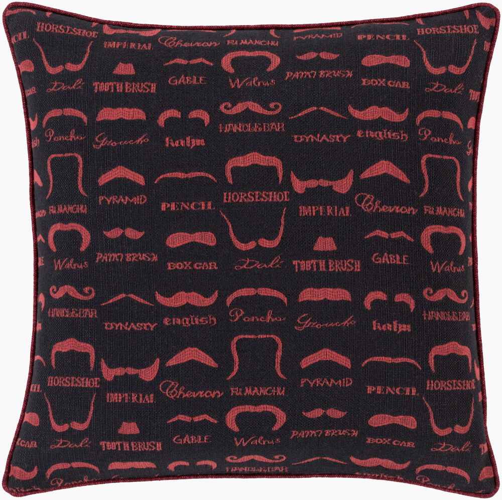 Wax that Stache Lumbar Pillow Down, Decorative Pillow by Surya, 13" length x 19" width