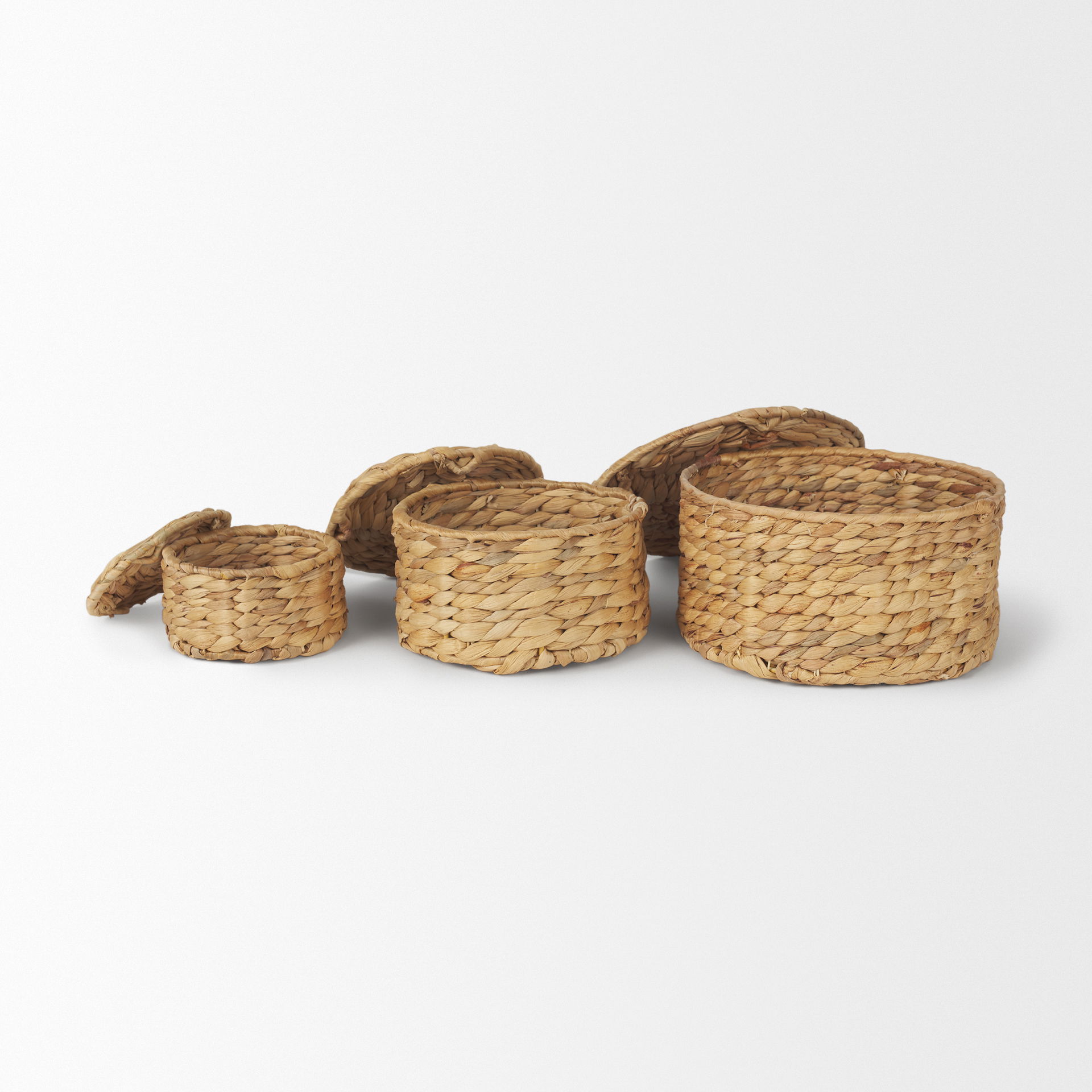 Kea Set of 3 Nesting Water Hyacinth Boxes with Lids, by Mercana, 8.66" length x 8.66" width x 4.72" height View 4