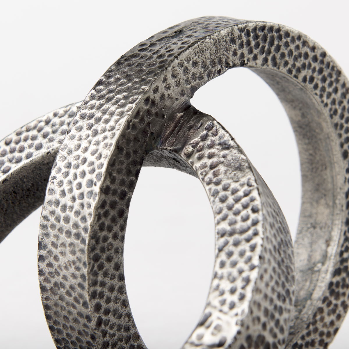 Rafiki Two Blackened Silver Hammered Finish Metal Conjoined Circles, Decorative Object by Mercana, 7.87" length x 5.91" width x 5.91" height View 10