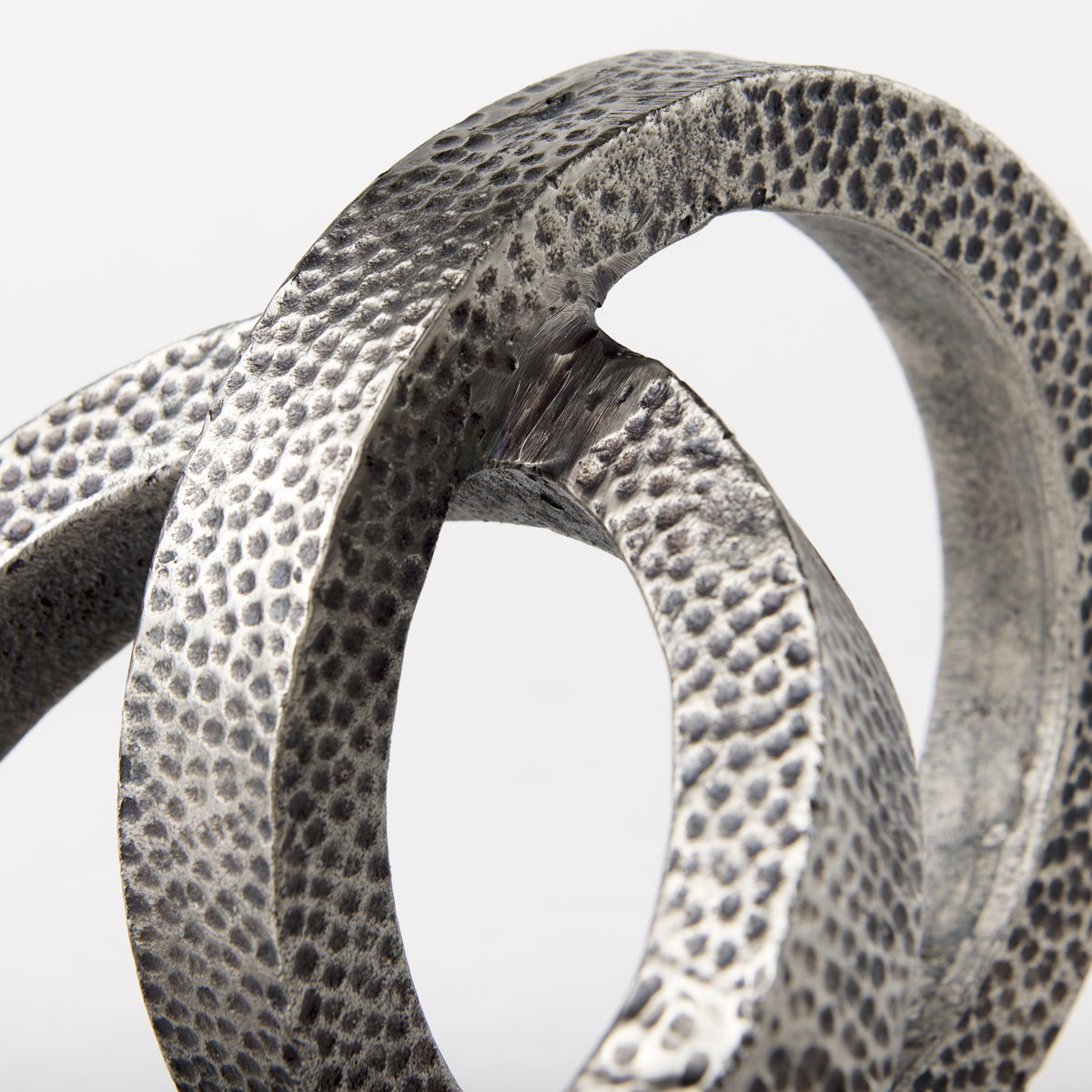 Rafiki Two Blackened Silver Hammered Finish Metal Conjoined Circles, Decorative Object by Mercana, 7.87" length x 5.91" width x 5.91" height View 10