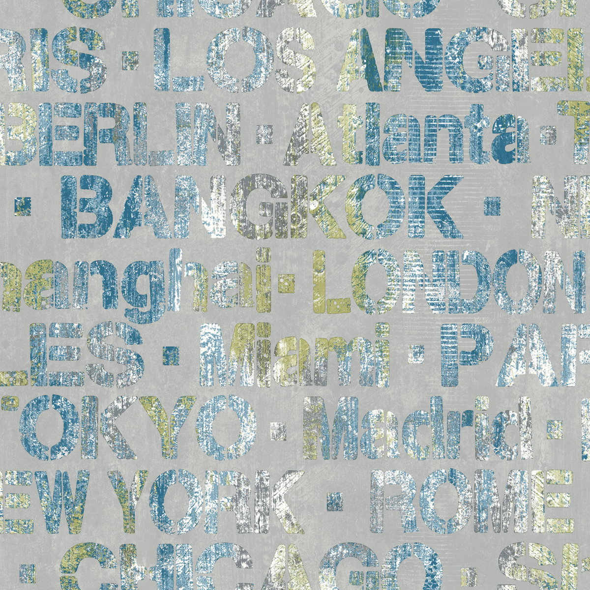 Cities Of The World Blue Peel & Stick Wallpaper, by York Wall, 16'6" length x 1'8.5" width x 0.02" depth