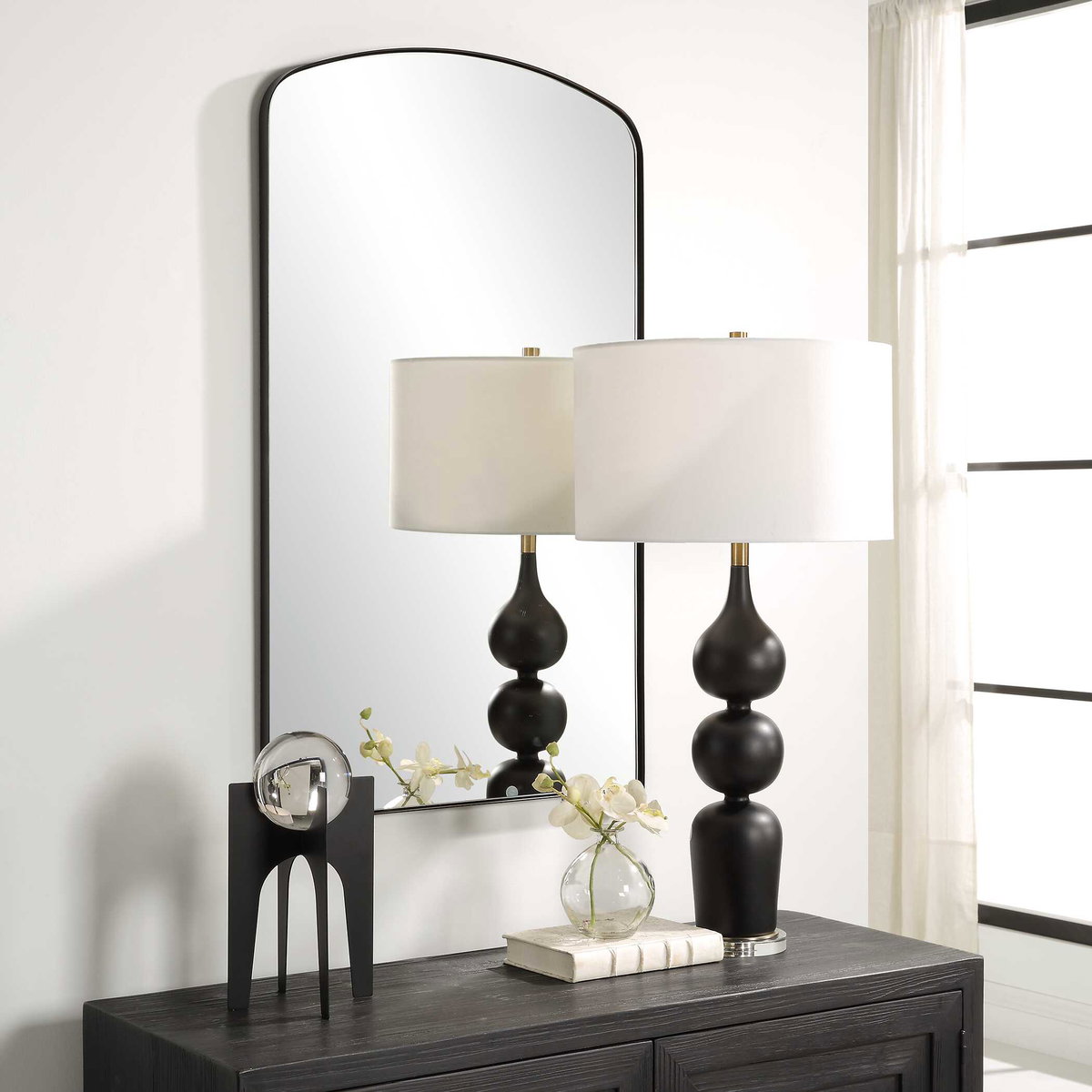Tordera Black Arch Mirror, by Uttermost, 2' width x 3'4" height x 1" depth View 4