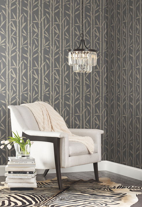 Bamboo Grove Charcoal Wallpaper