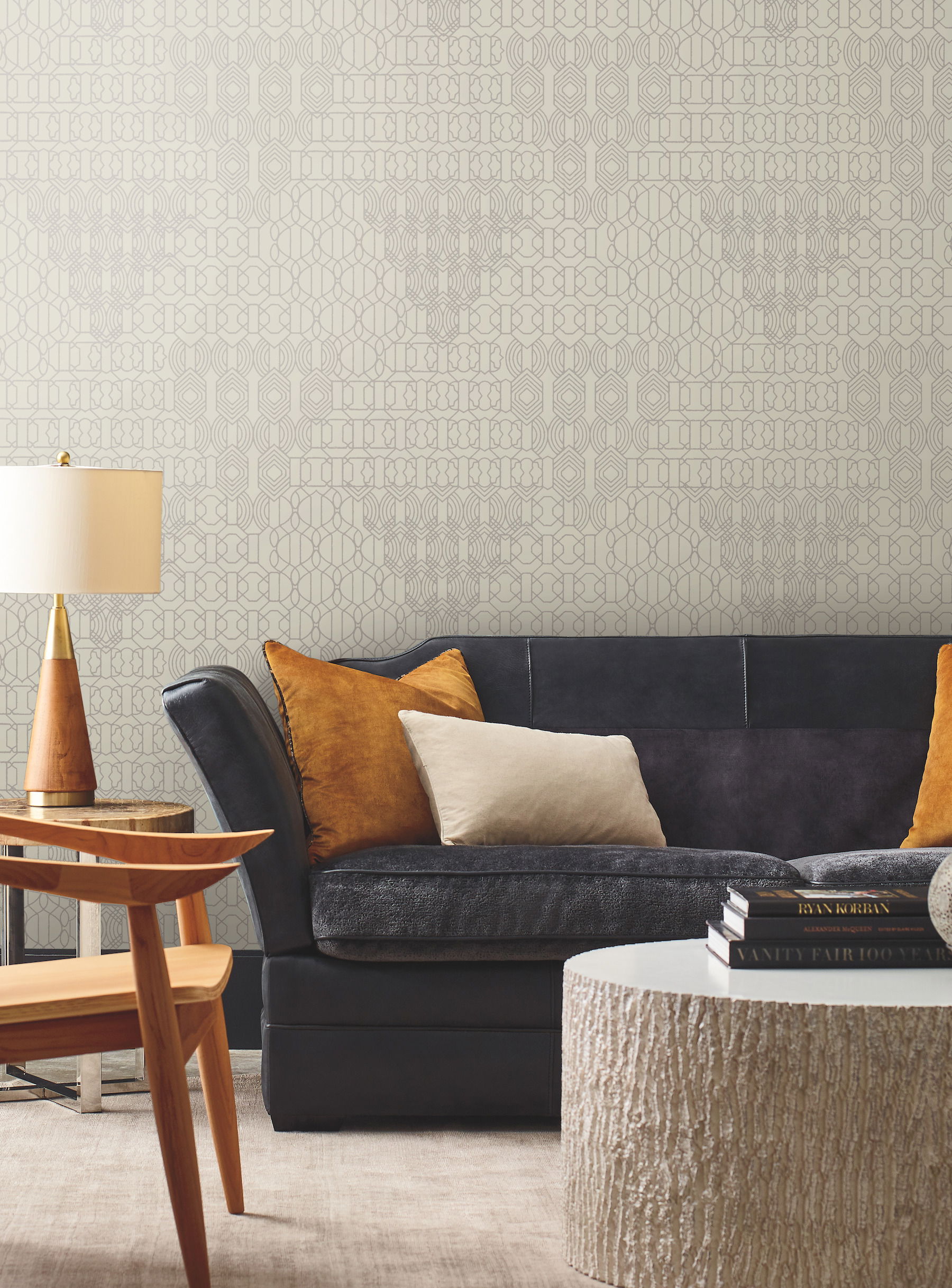 Modern Chandelier Cream Wallpaper large image 