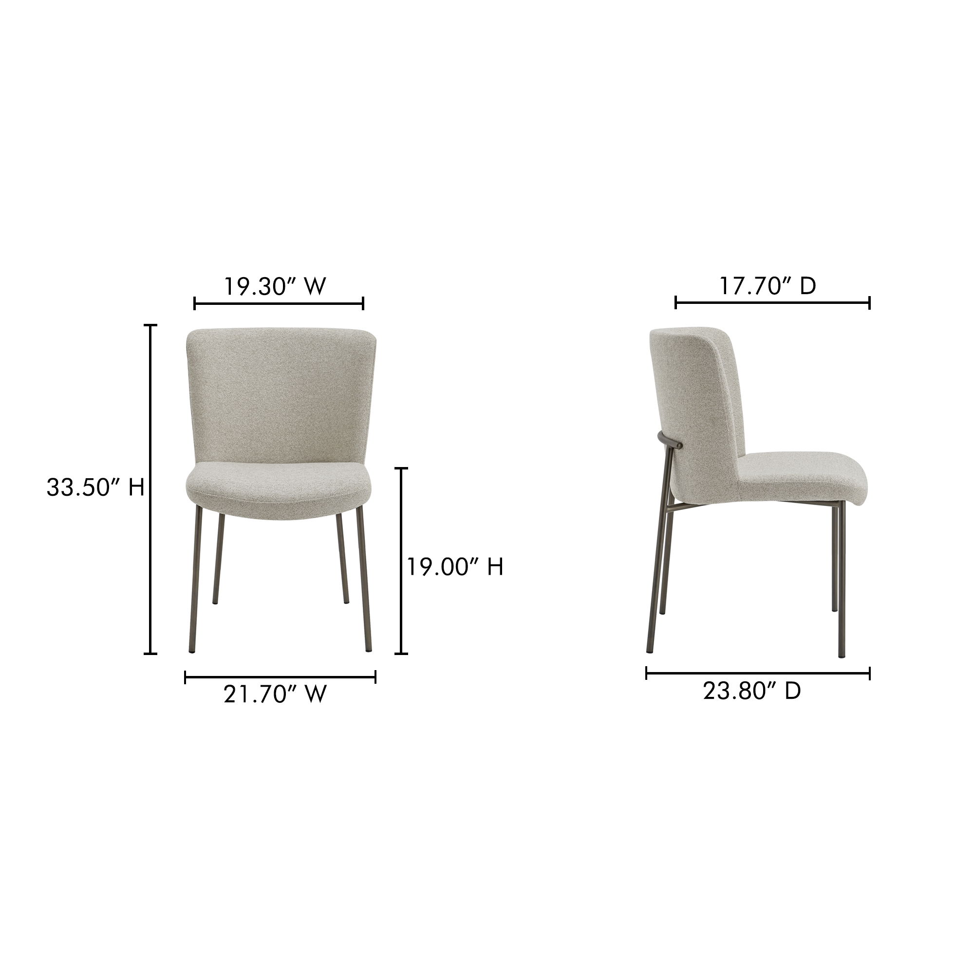 Early Dining Chair Beige-set Of Two, by Moe's Home, 21.7" width x 33.5" height x 23.8" depth View 8