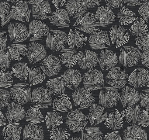 Elora Leaf Black Wallpaper