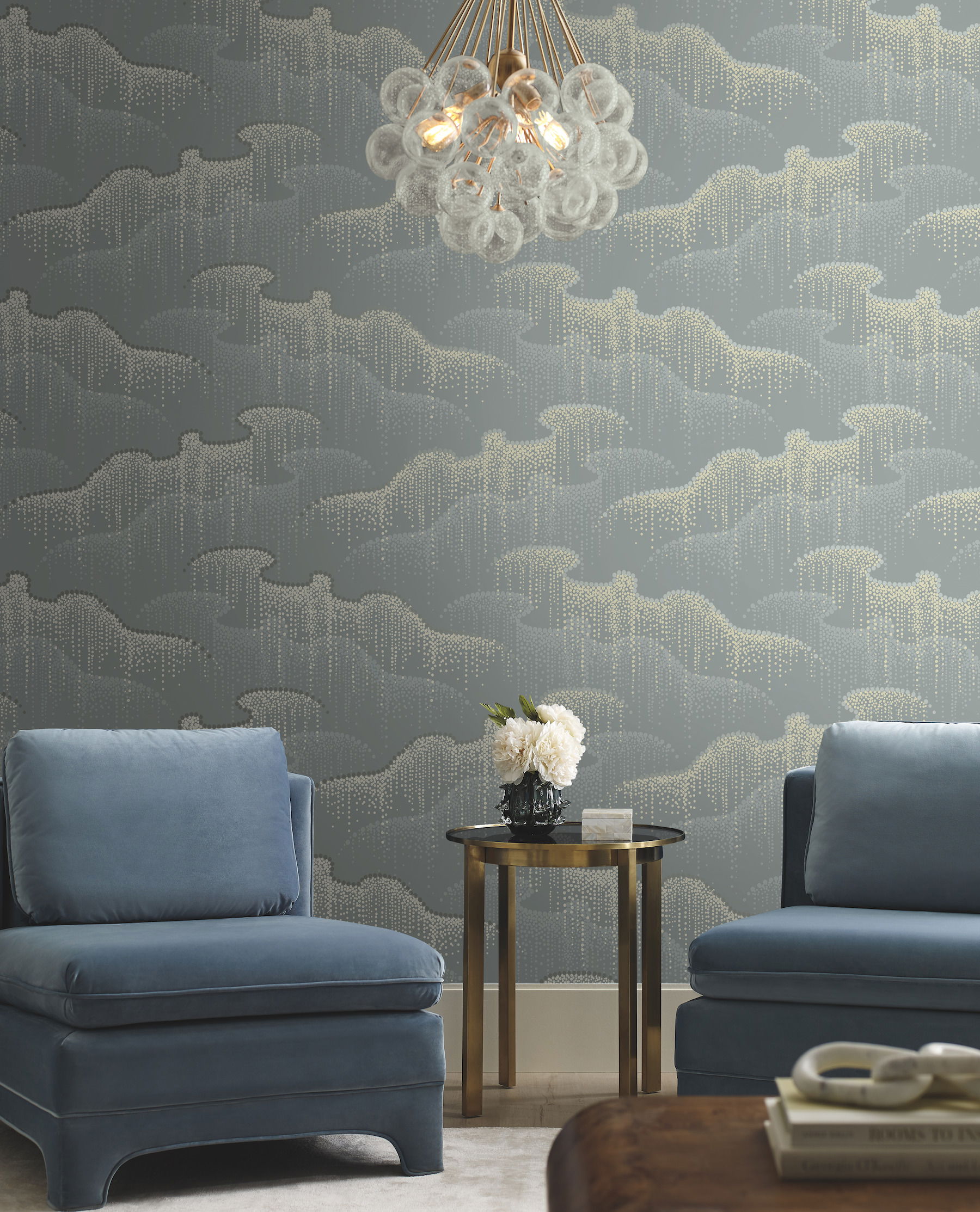 Moonlight Pearls Grey Wallpaper, by York Wall, 27' length x 2'3" width x 0.02" depth View 2