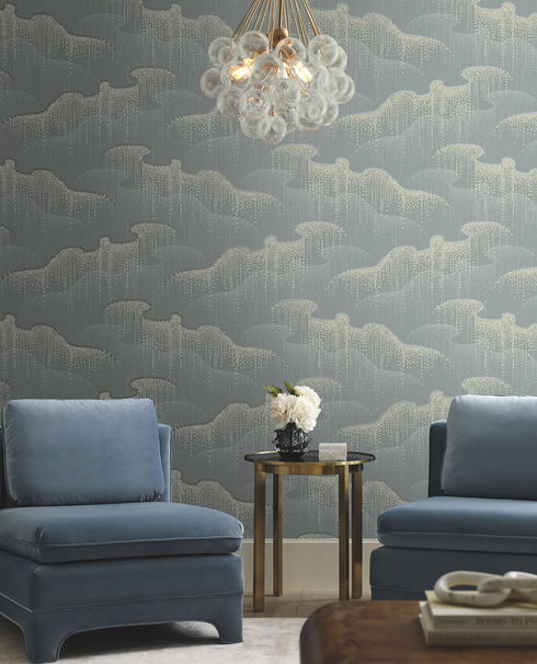 Moonlight Pearls Grey Wallpaper