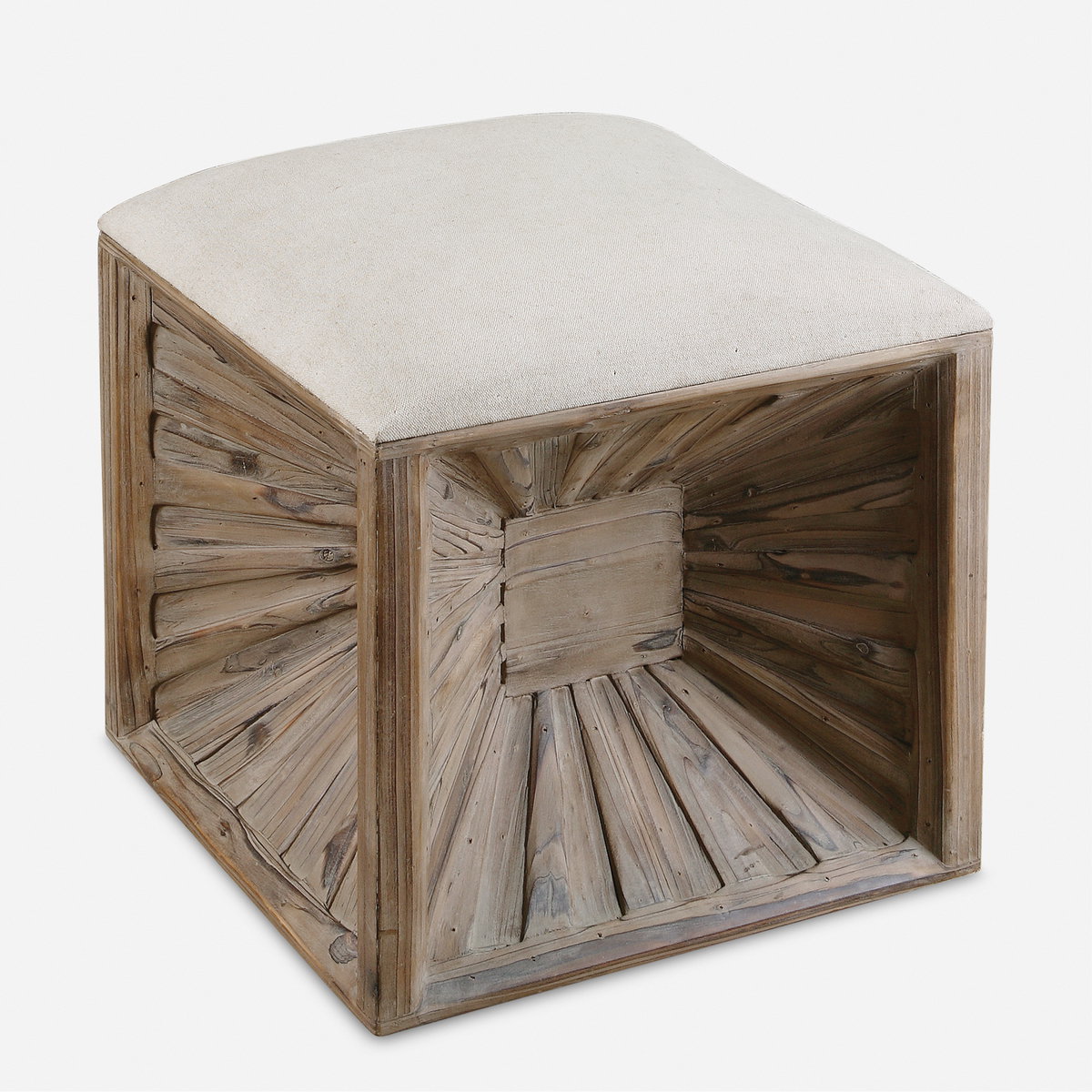 Jia Wooden Ottoman, by Uttermost, 17.37" width x 20" height x 17.37" depth View 1