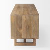 Grier 65' Light Brown Wood with Cane Media Console, by Mercana, 65" length x 18.75" width x 23" height thumbnail 4