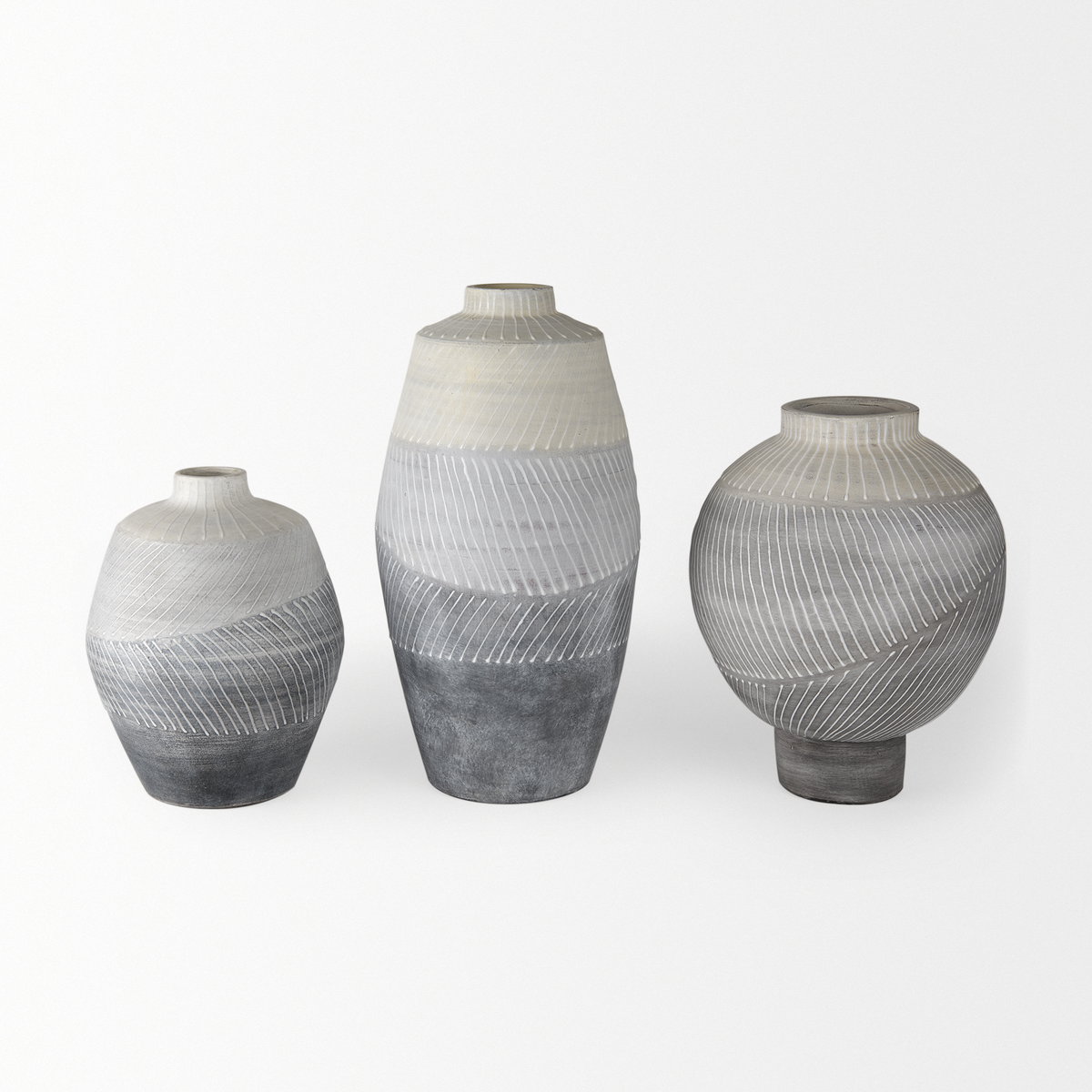 Blume 10H Off-White with Gray Textured Vase, by Mercana, 8.27" length x 8.27" width x 10.24" height View 11