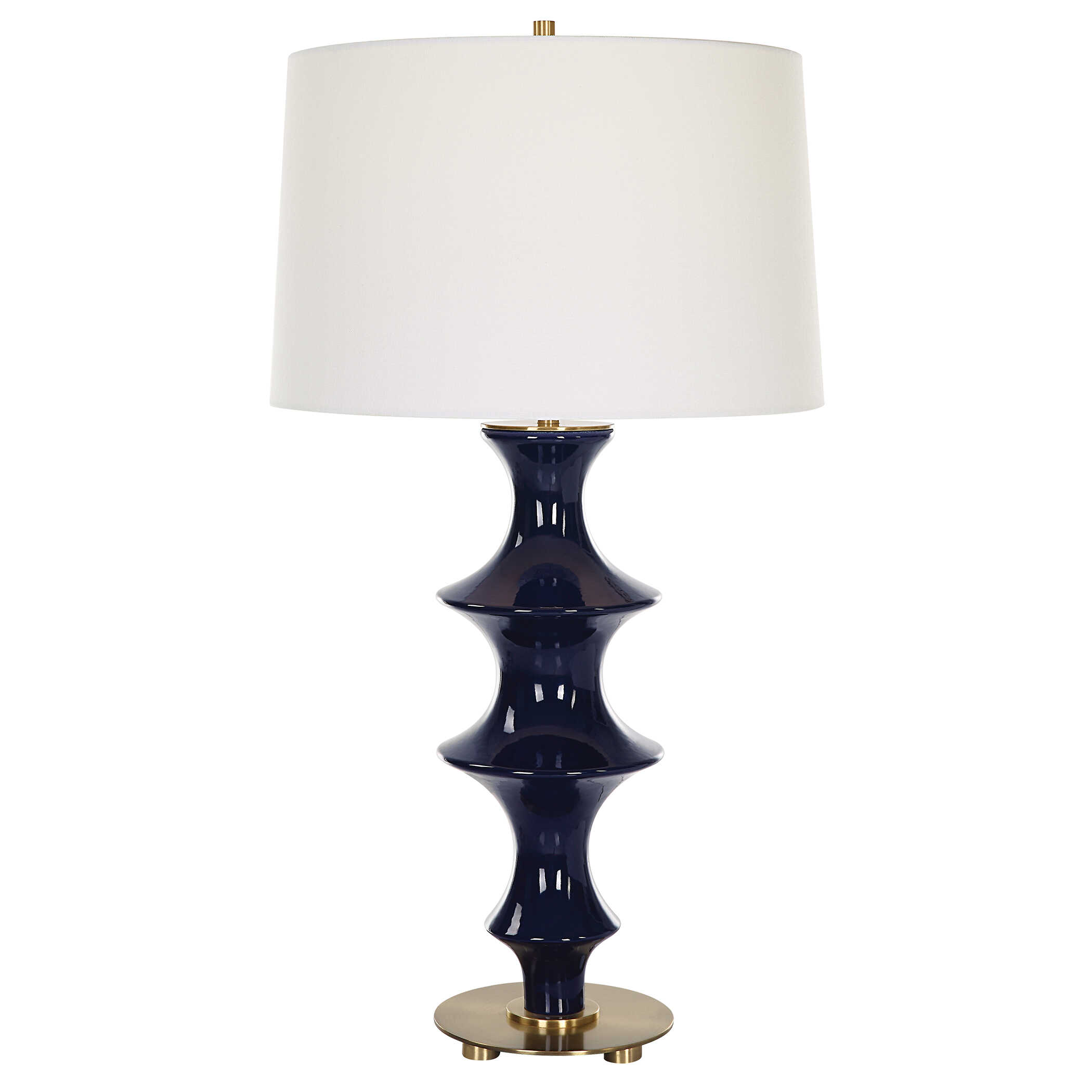 Coil Sculpted Blue Table Lamp, by Uttermost, 15" width x 28.75" height x 15" depth View 1