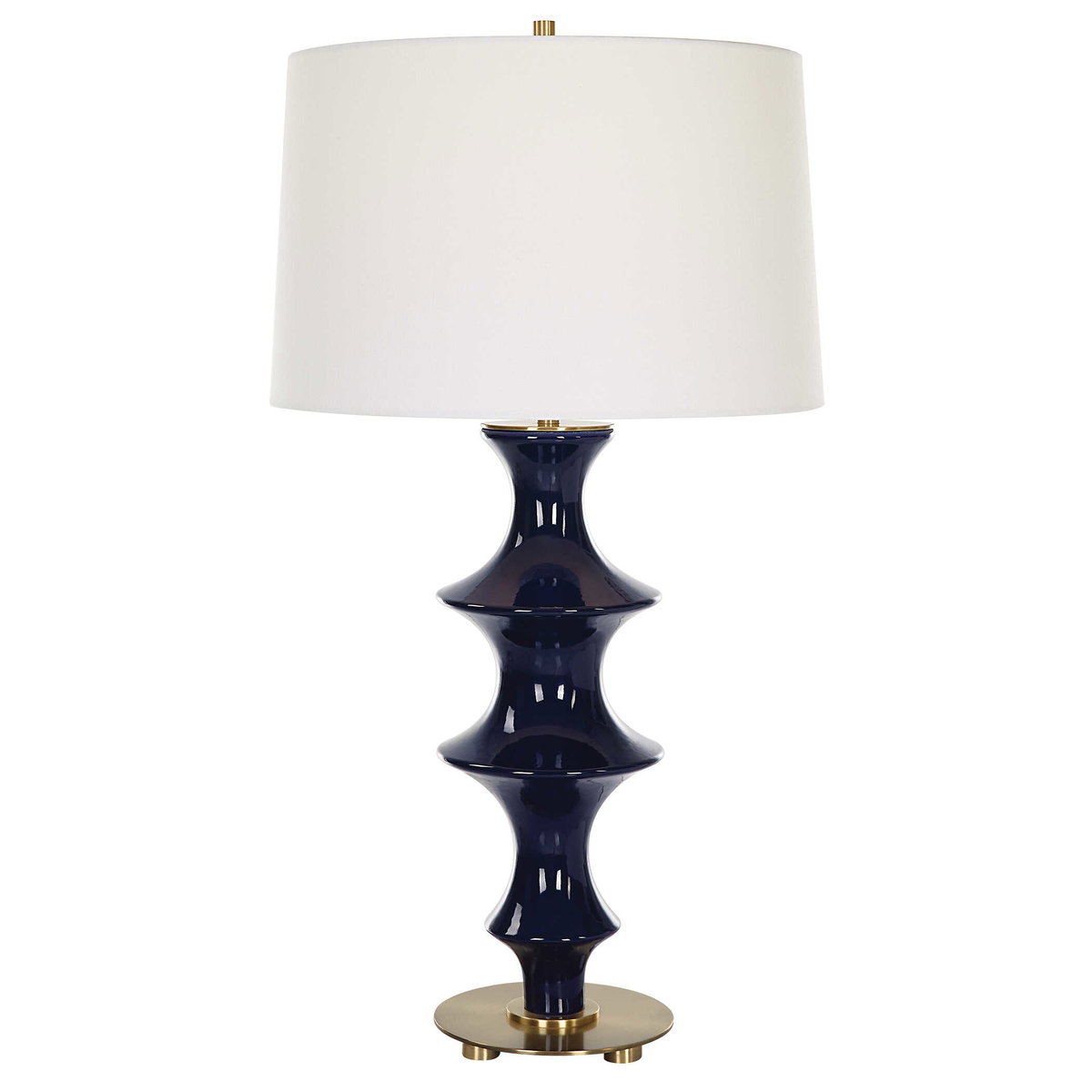 Coil Sculpted Blue Table Lamp, by Uttermost, 15" width x 28.75" height x 15" depth View 1