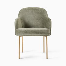 Online Designer Combined Living/Dining Jack Metal Frame Arm Dining Chair, Distressed Velvet, Green Spruce, Light Bronze