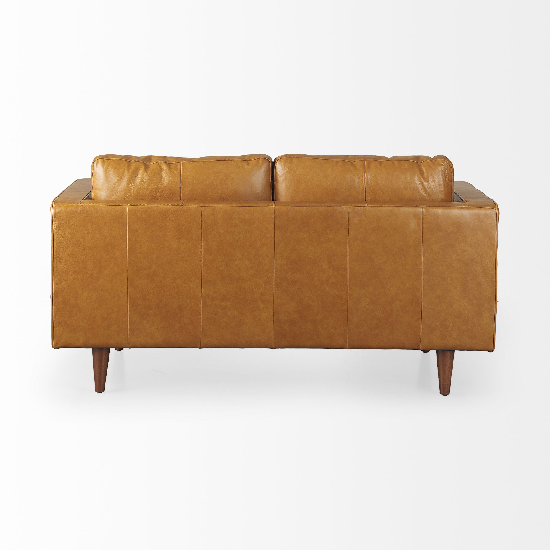 Svend 65.0L x 38.0W x 34.0H Tan Leather Love Seat Sofa large image 