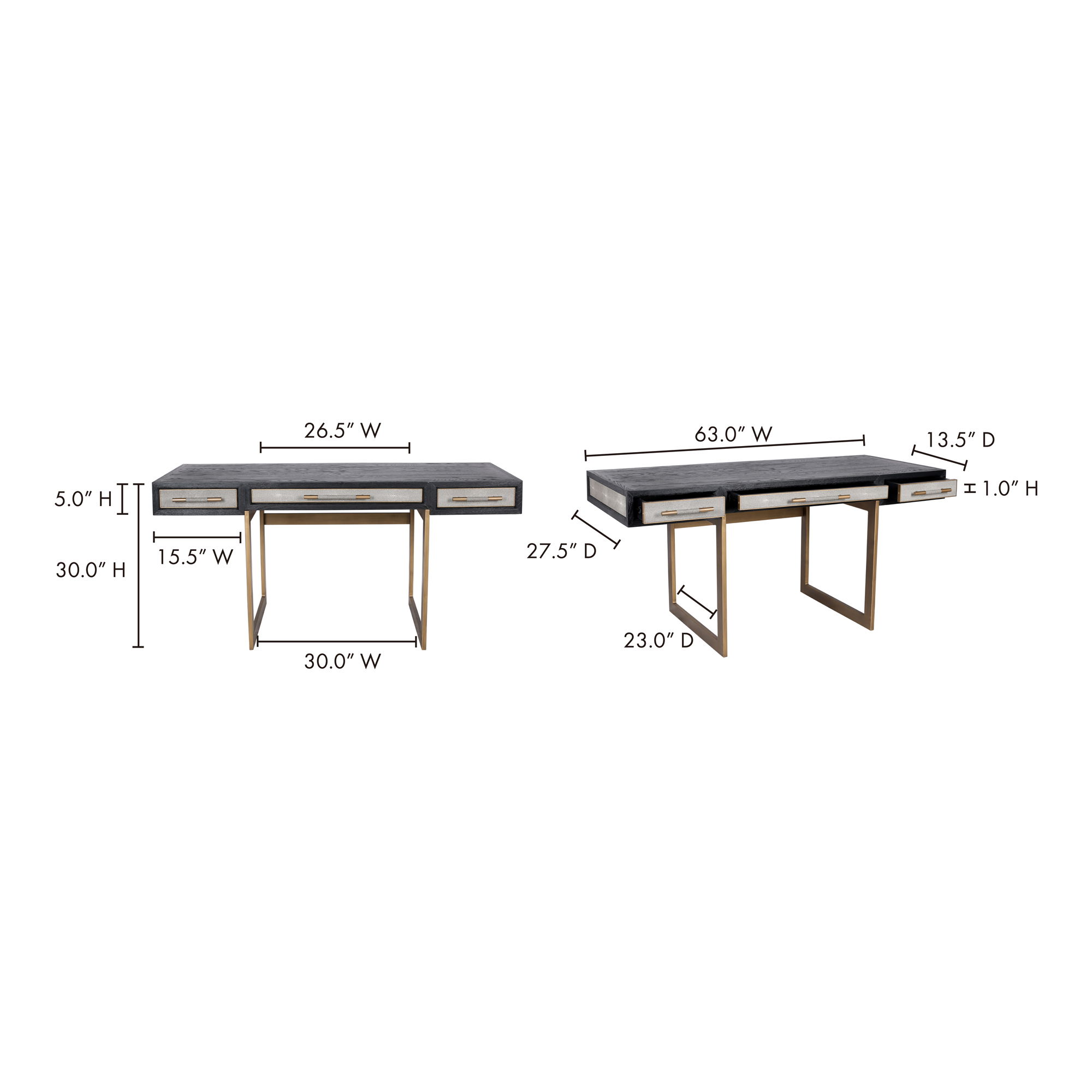 Mako Desk Grey, by Moe's Home, 63" width x 30" height x 27.5" depth View 8