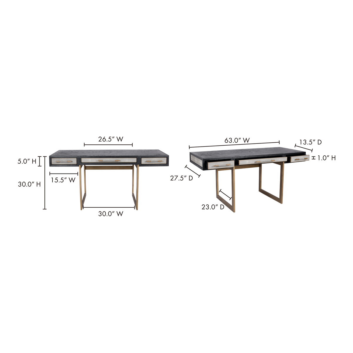 Mako Desk Grey, by Moe's Home, 63" width x 30" height x 27.5" depth View 8