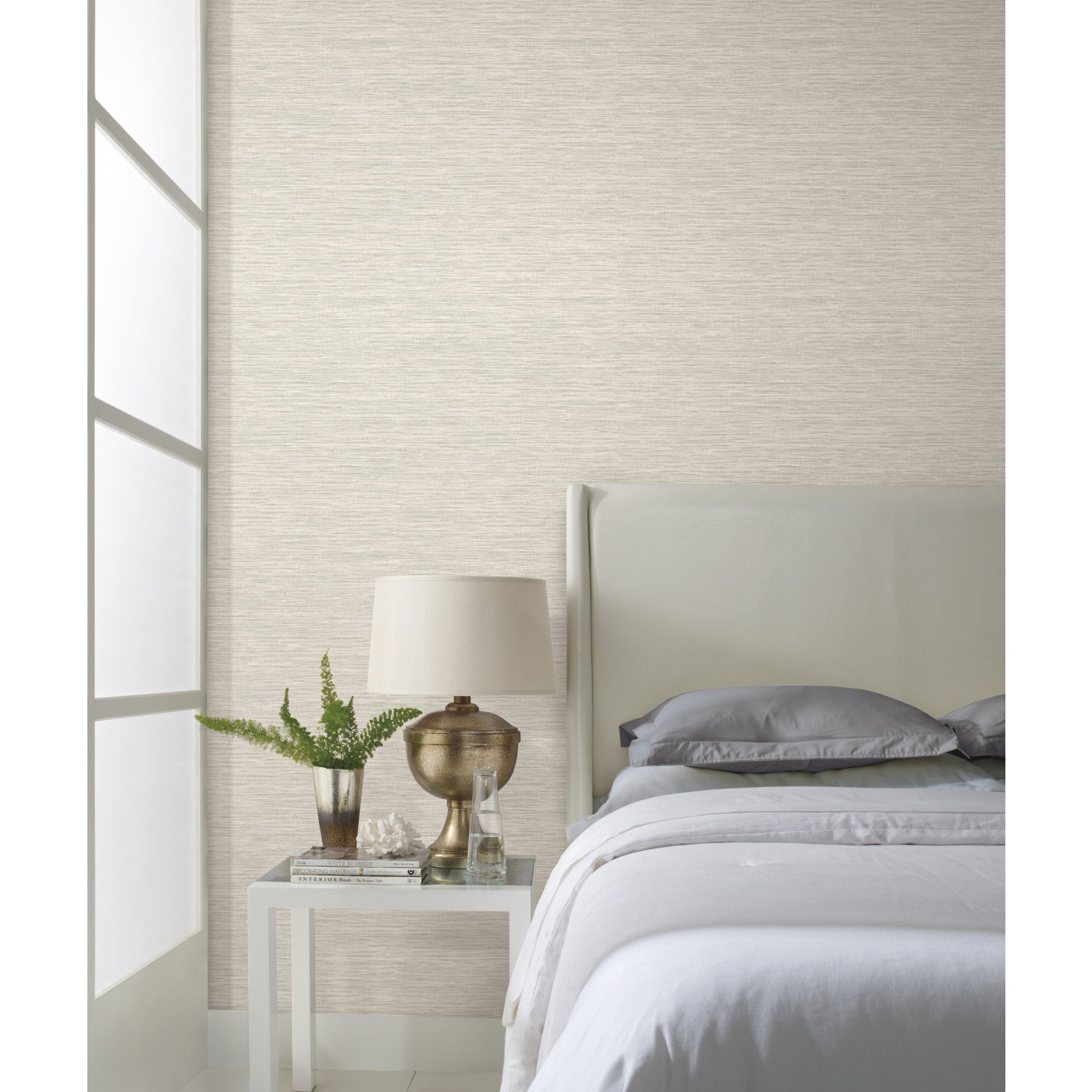 Challis Woven Beige Wallpaper, by York Wall, 33' length x 1'8.5" width x 0.02" depth View 4