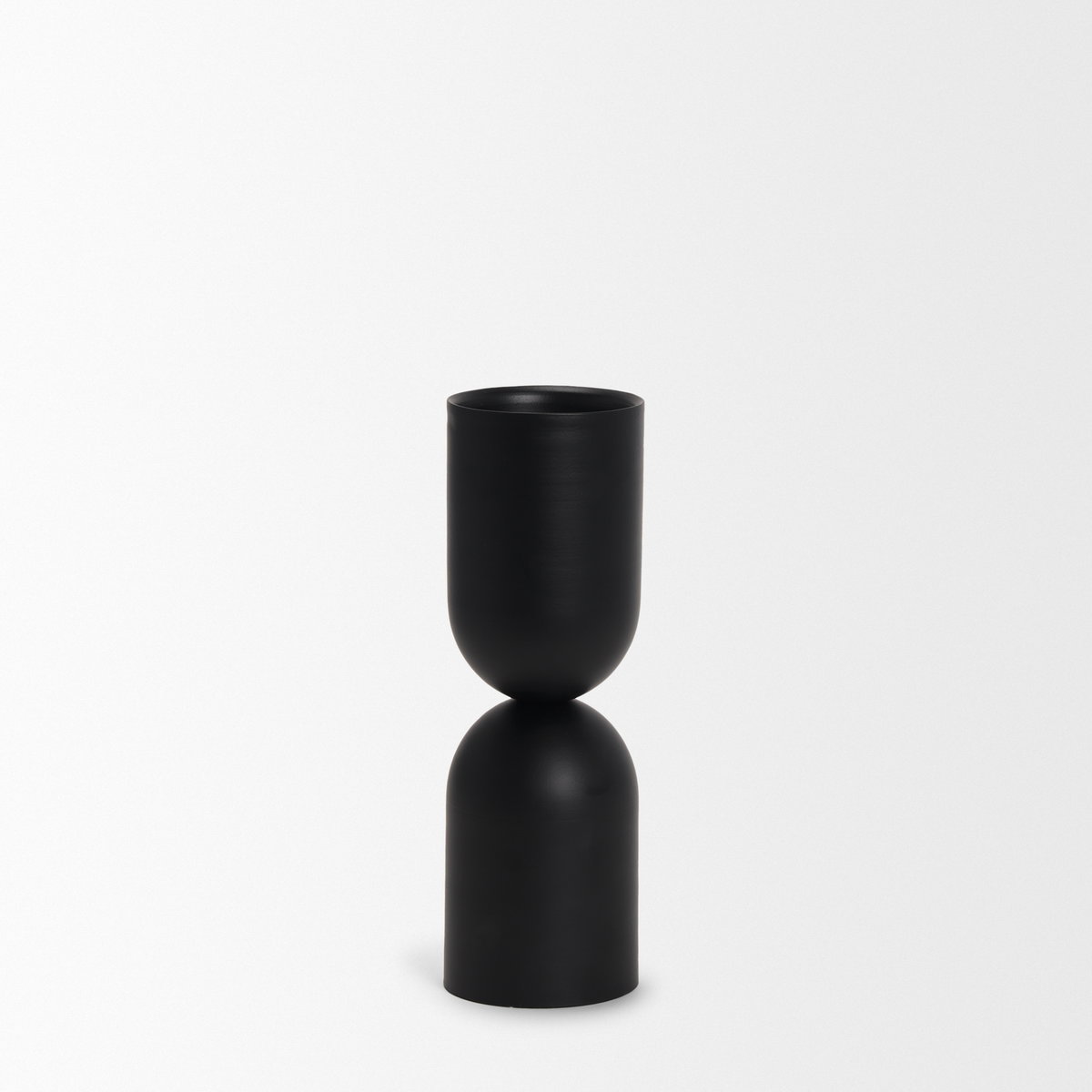 Qamra Medium Black Metal Pillar Candle Holder, Candles & Candle Holder by Mercana, 3.5" length x 3.5" width x 11" height View 4