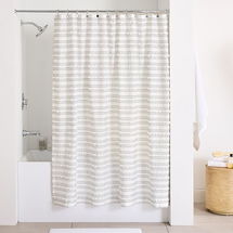 Online Designer Bathroom Stripe Stitch Candlewick Shower Curtain, White/Black, 72"x74"