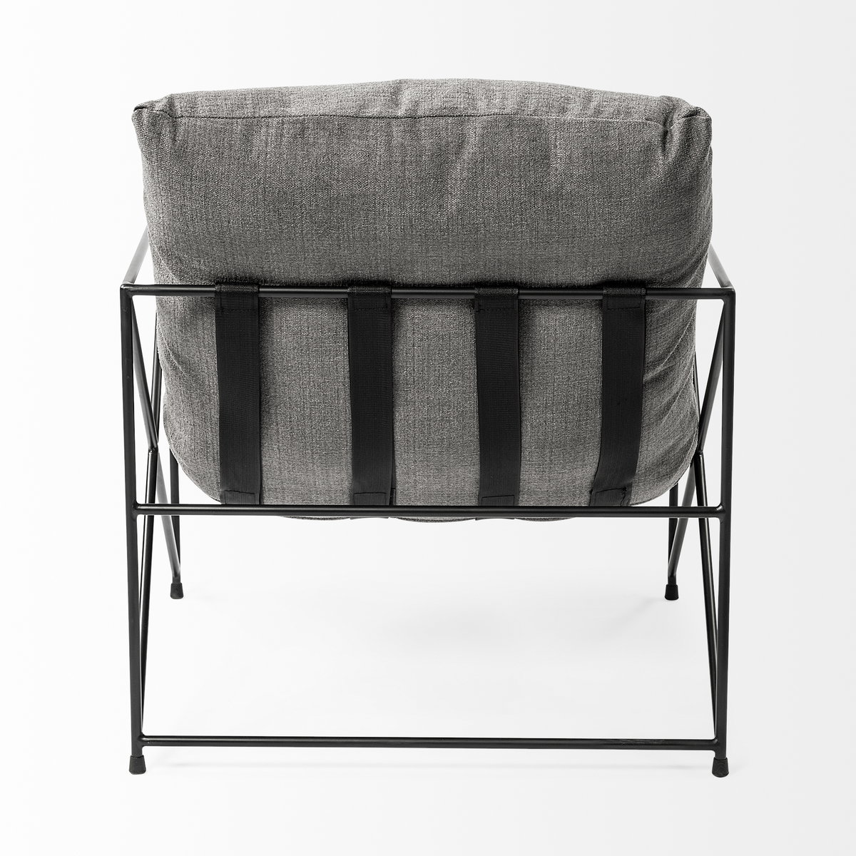 Leonidas 28.5L x 29.5W x 34.0H  Grey Fabric Wrap Black Metal Frame Accent Chair, by Mercana, 28.74" length x 29.92" width x 24.02" height View 9