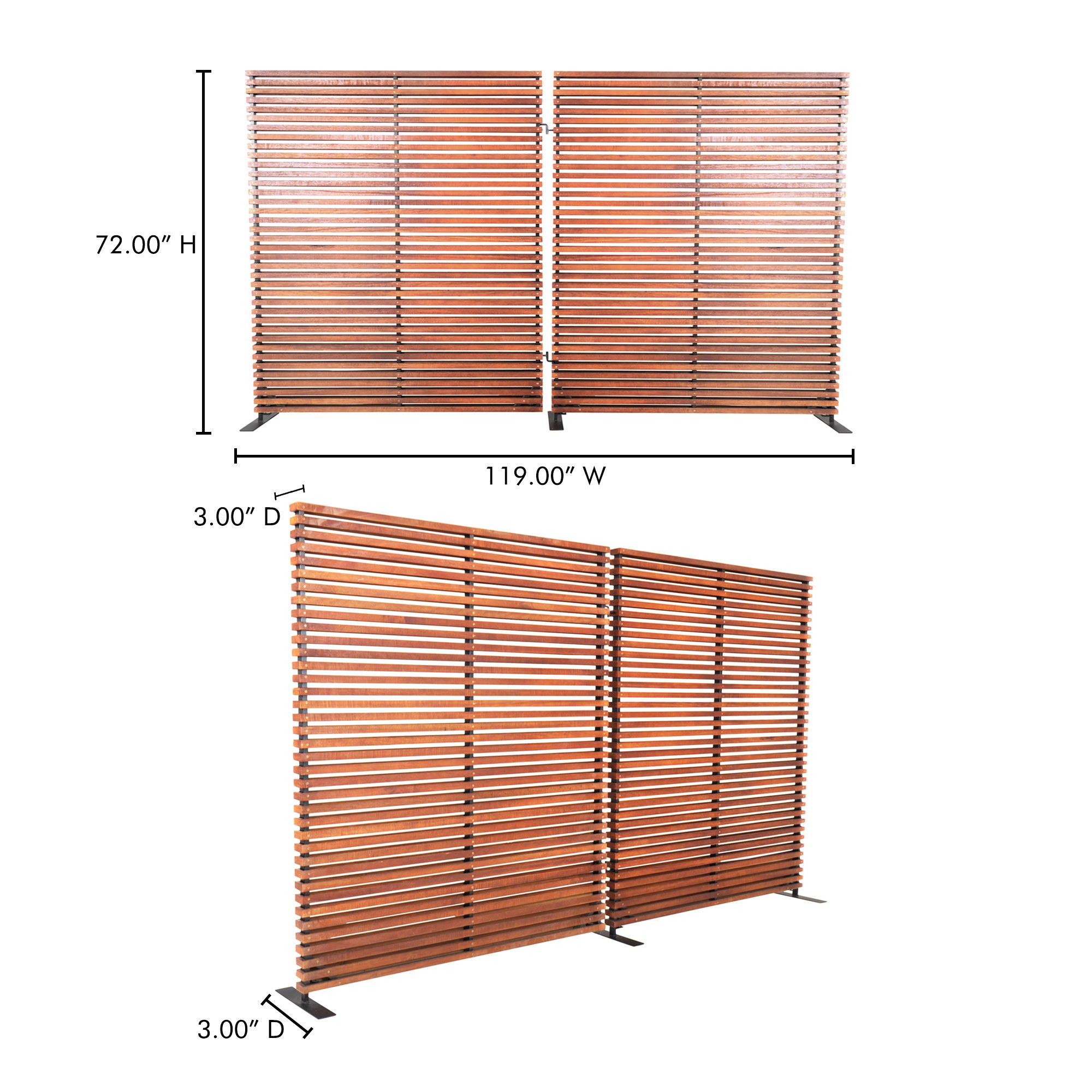 Damani Screen Brown, Room Divider by Moe's Home, 119" width x 72" height x 3" depth View 6