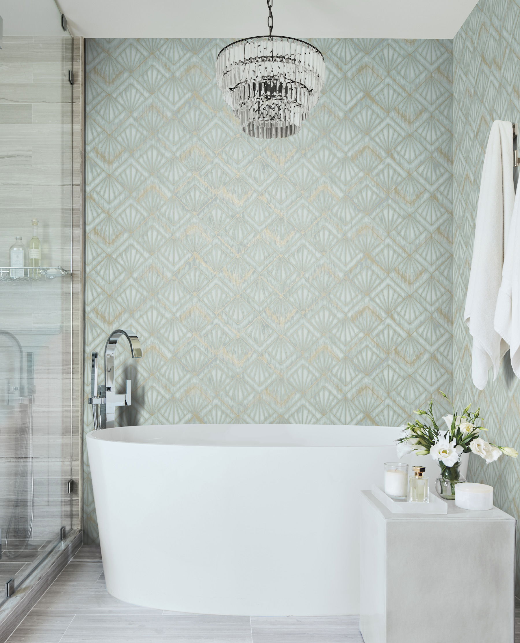 Modern Shell Light Blue Wallpaper, by York Wall, 27' length x 2'3" width x 0.02" depth View 2