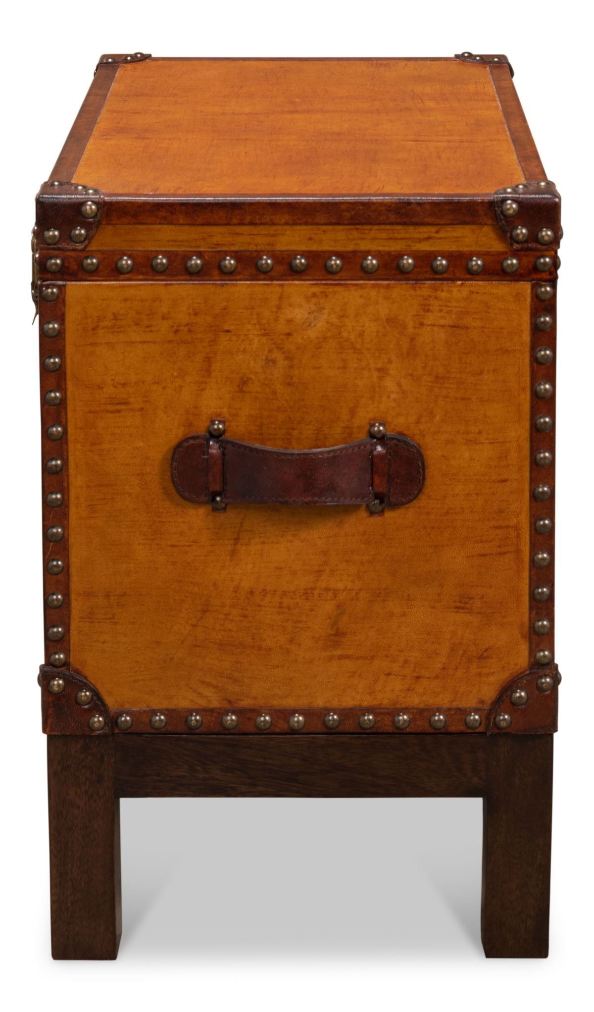 Abilene Leather Box W/Stand, by Sarreid, 1'1" length x 1'11" width x 1'8" height View 4