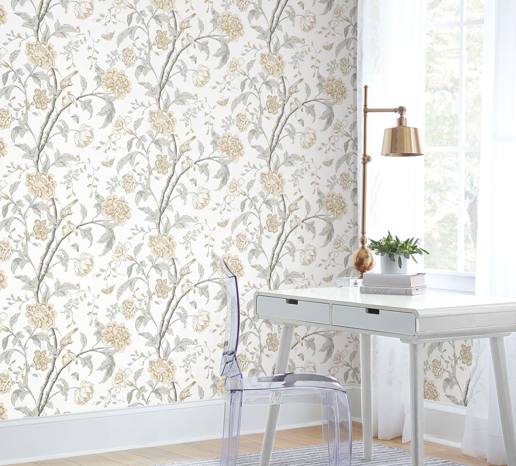 Teahouse Floral Neutral Wallpaper large image 