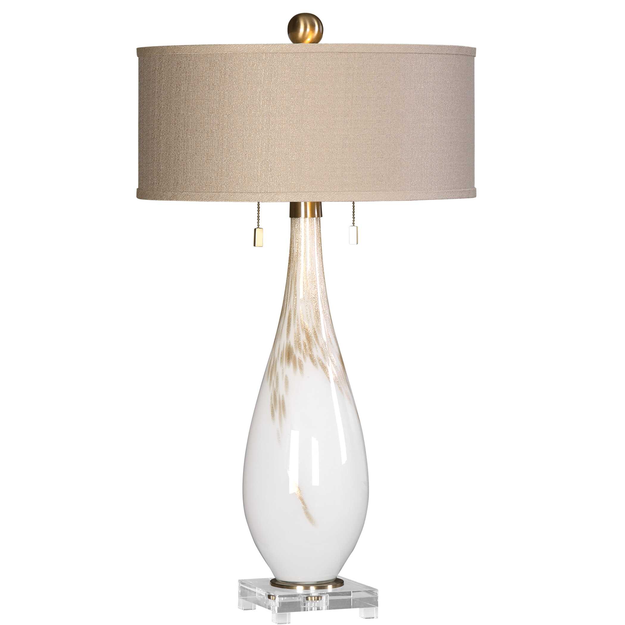 Cardoni White Glass Table Lamp, by Uttermost, 18" width x 32" height x 18" depth View 7