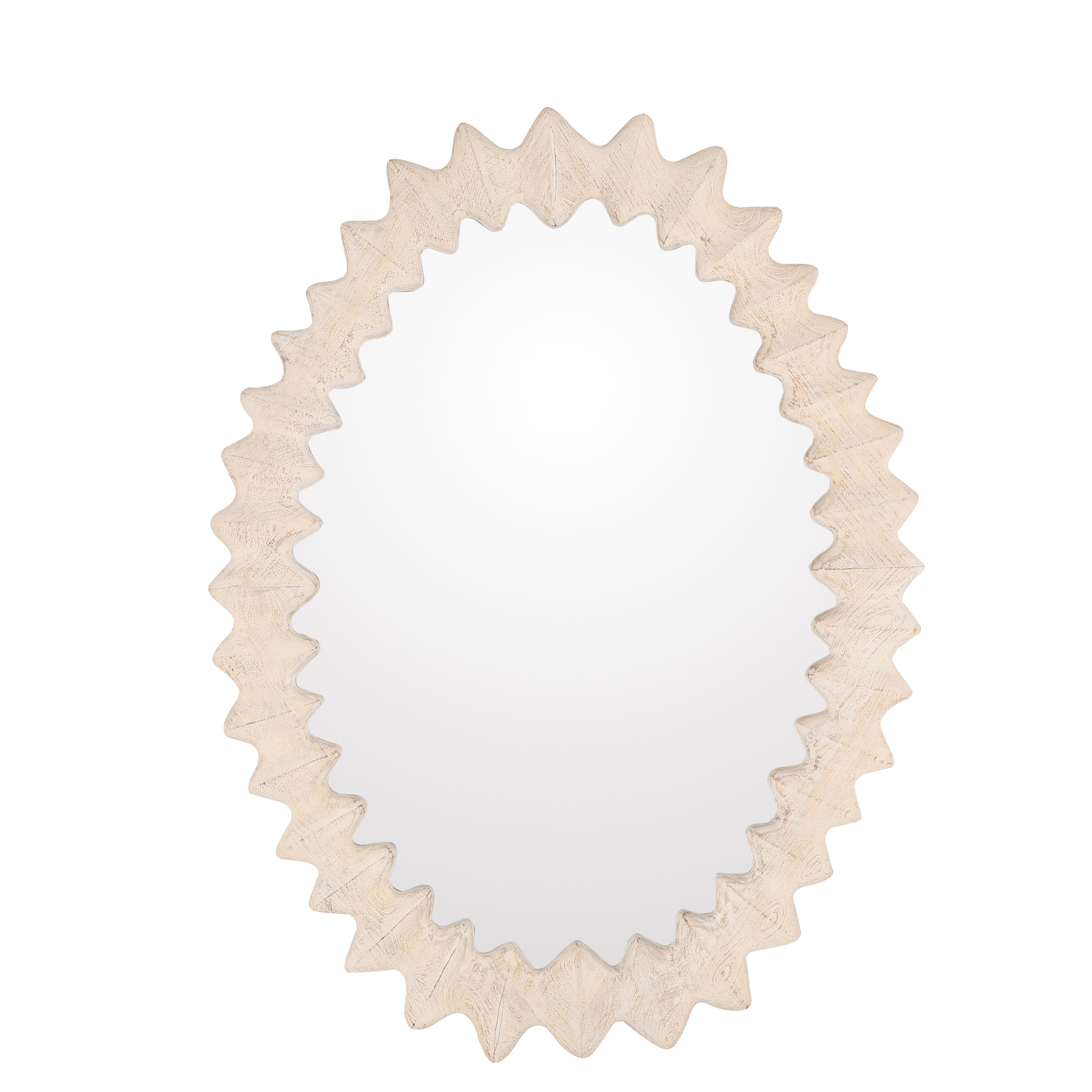 Trishelle Mirror Whitewash, by Dovetail, 48" width x 36" height x 1.5" depth View 1