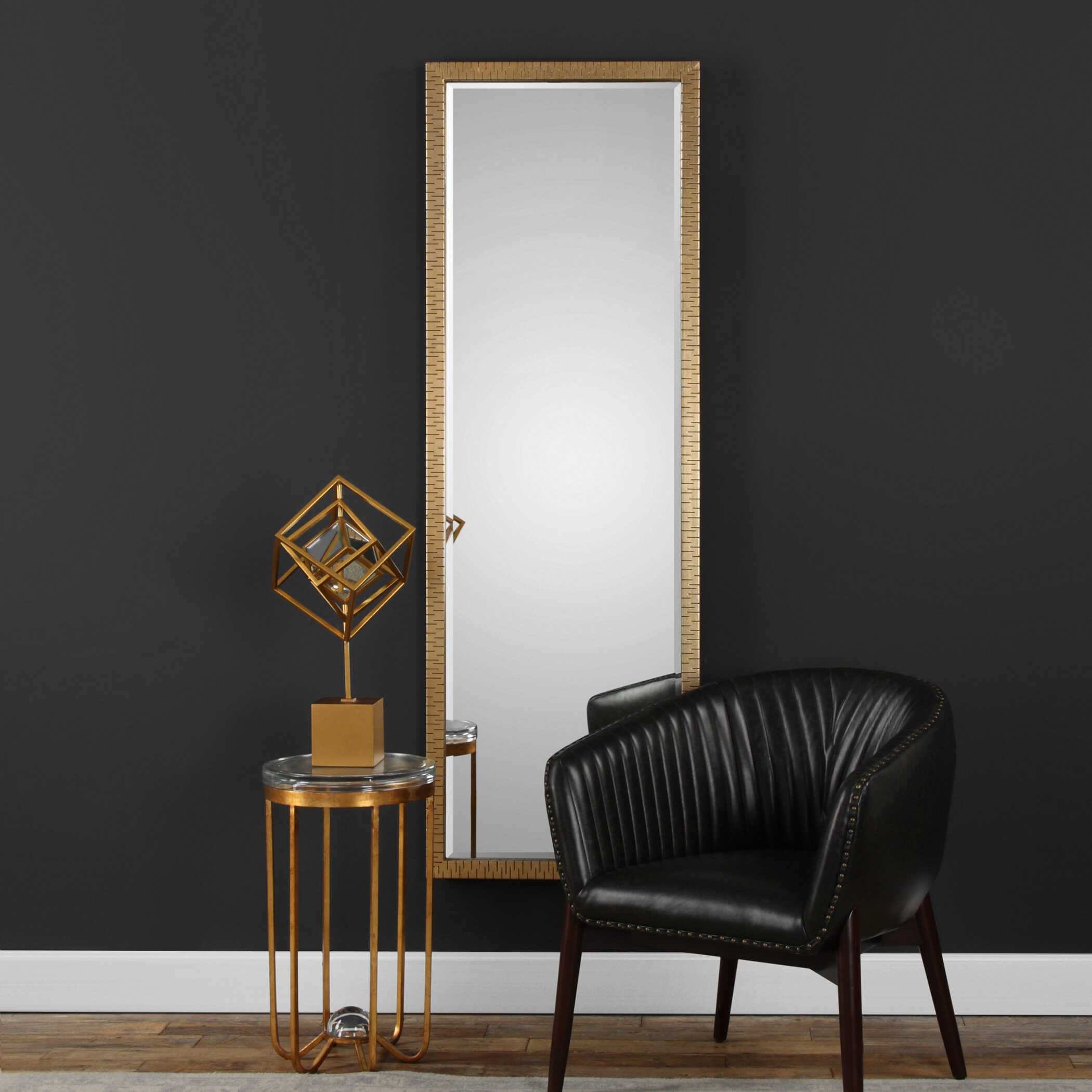 Vilmos Metallic Gold Mirror, by Uttermost, 24" width x 72" height x 1.37" depth View 2