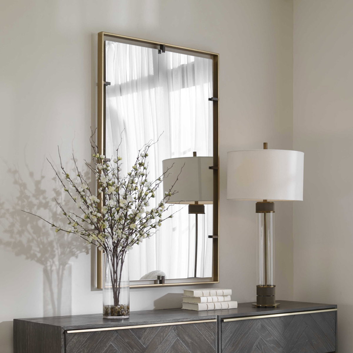 Egon Gold Wall Mirror, by Uttermost, 2'5.87" width x 4'2" height x 1.62" depth View 4