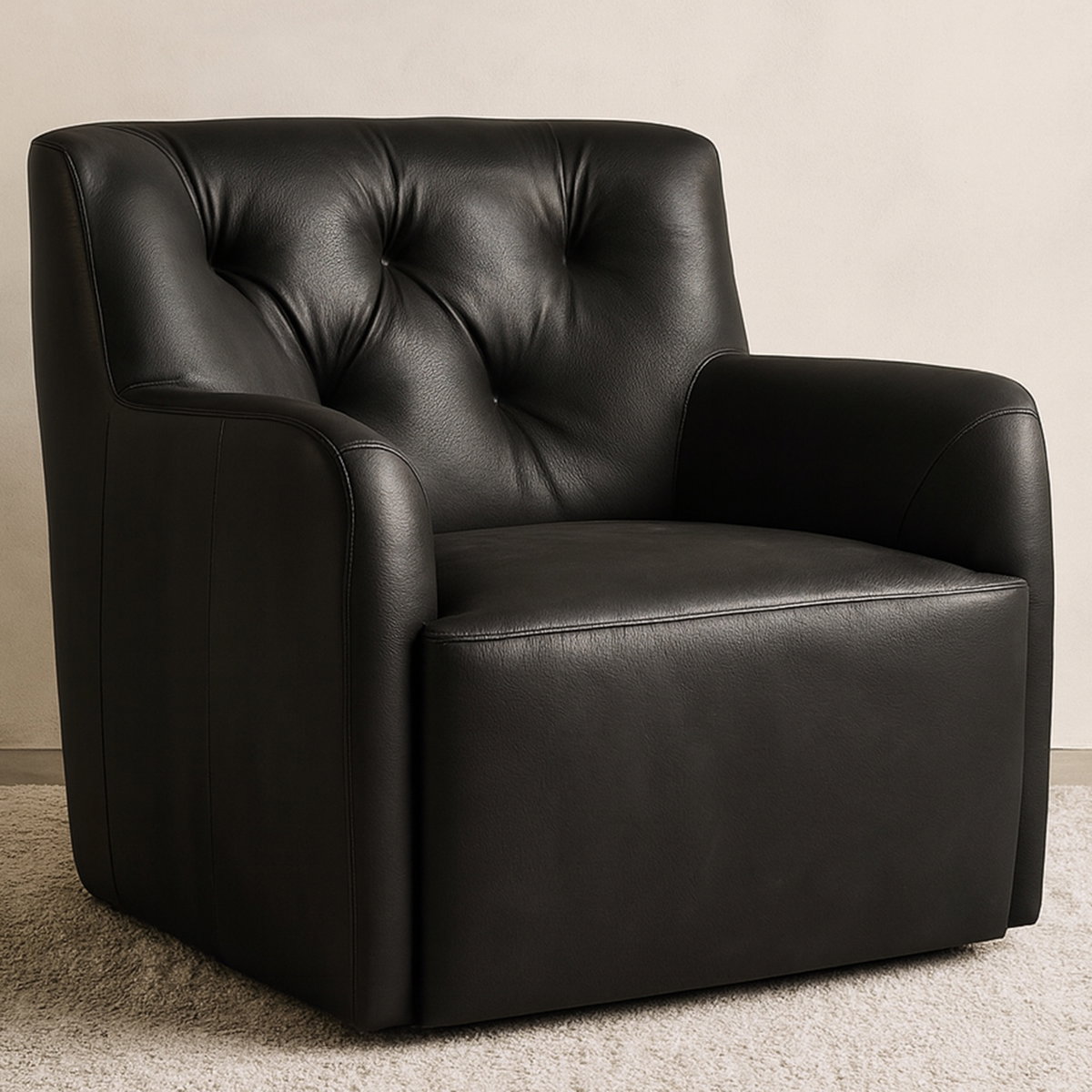 Sullivan Swivel Chair Black, Accent Chair by Moe's Home, 34.65" width x 33" height x 34.65" depth View 8