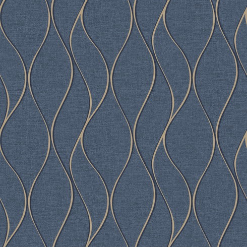 Wave Ogee Blue Peel & Stick Wallpaper
