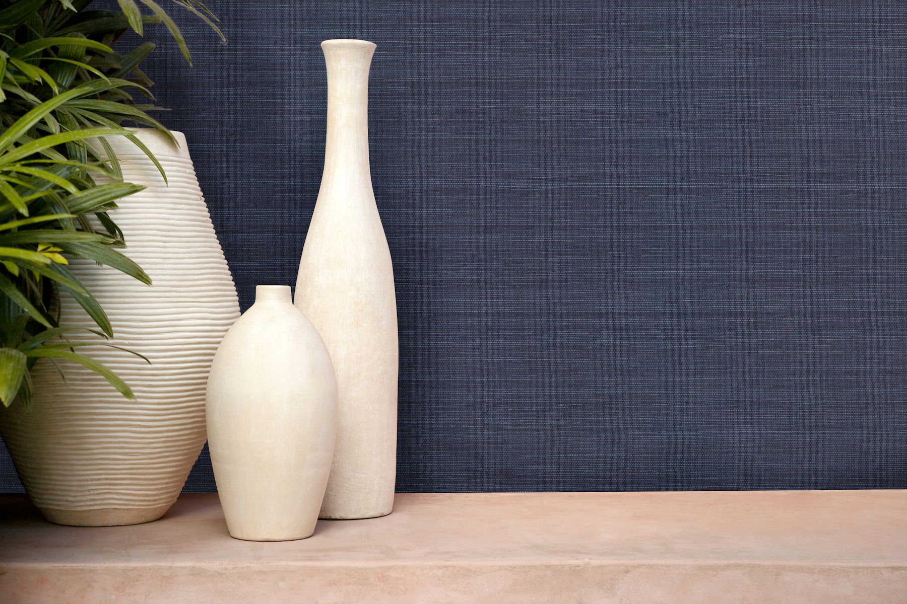 Petite Sisal Grasscloth Blue Wallpaper large image 