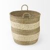 Bradley (Set of 2) Light Brown with Striped Seagrass Basket with Handles, Bins & Basket by Mercana, 18.11" length x 18.11" width x 16.14" height thumbnail 3