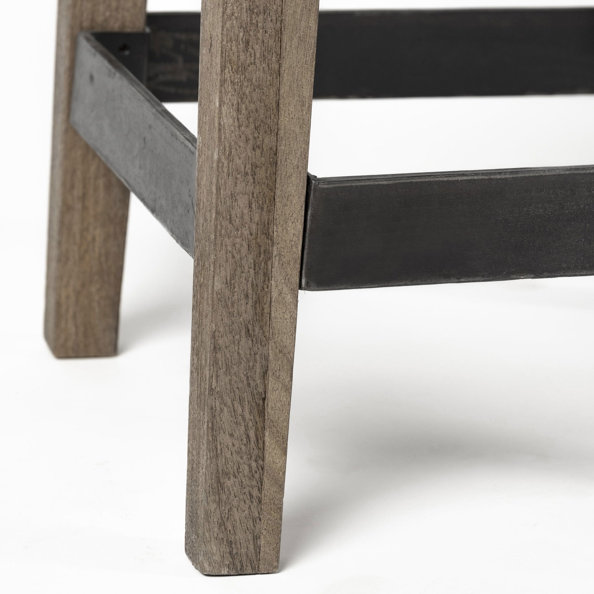 Nell 26' Seat Height Black Metal Seat & Foot Rest With Brown Wood Legs Stool large image 