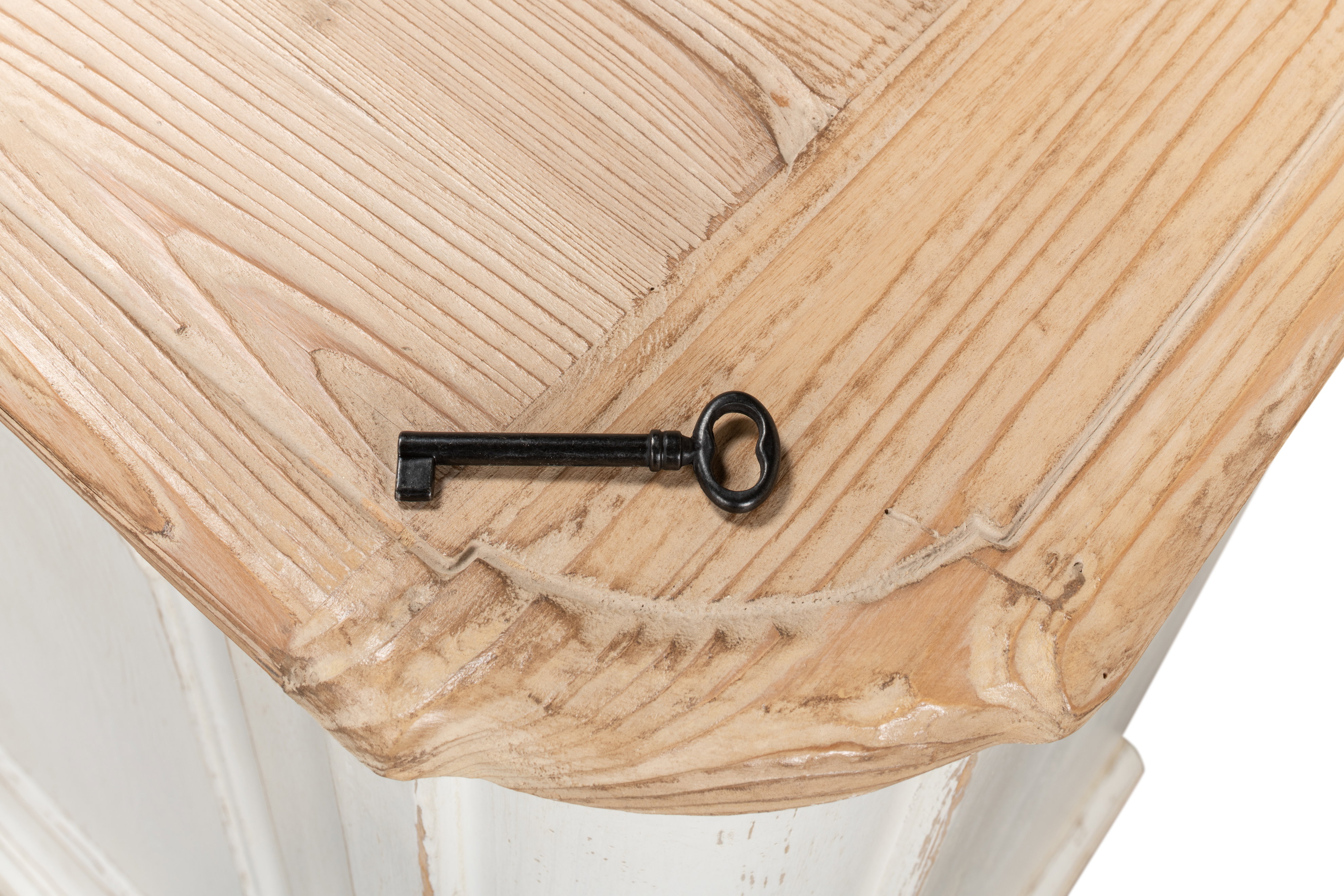 Antique Whitewash Sideboard, 4 Door, Cabinets & Sideboard by Sarreid, 83" length x 20" width x 36" height View 5