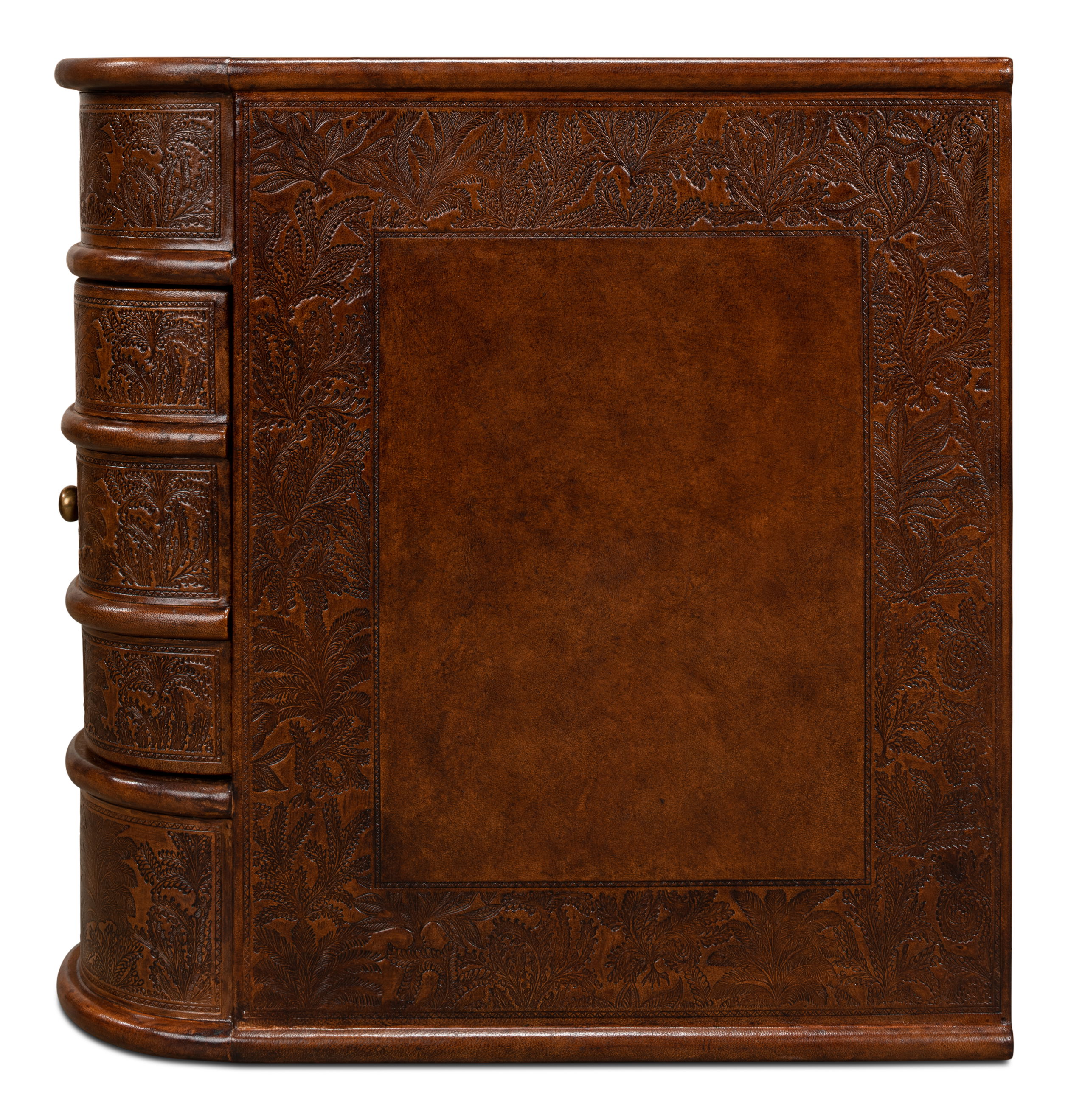 Barnes Leather Book Side Table, Side & End Table by Sarreid, 10" length x 24" width x 24" height View 6