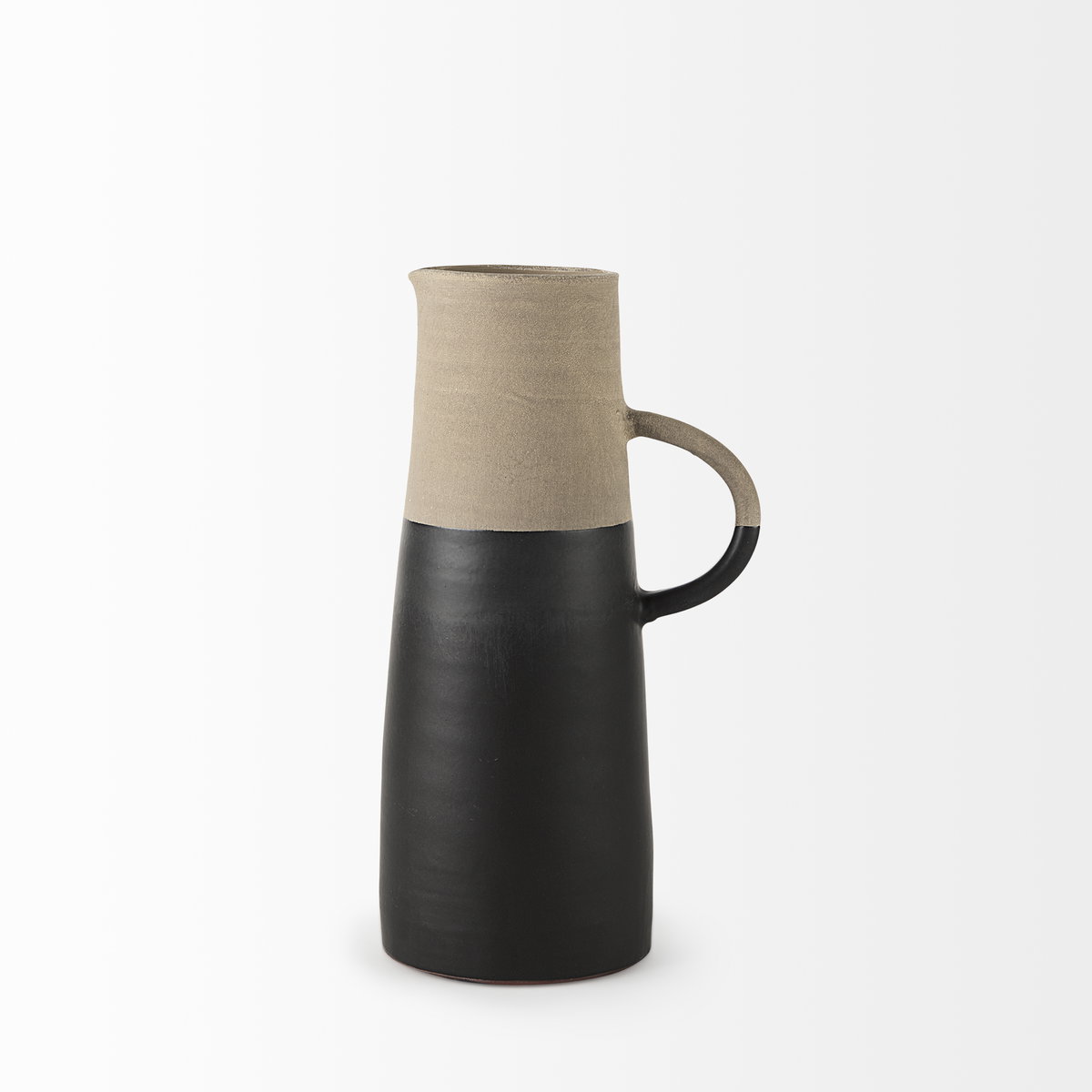 Garand Medium 15H Two-Toned Black/Natural Ceramic Jug, Decorative Jar by Mercana, 7.48" length x 5.12" width x 13.58" height View 7