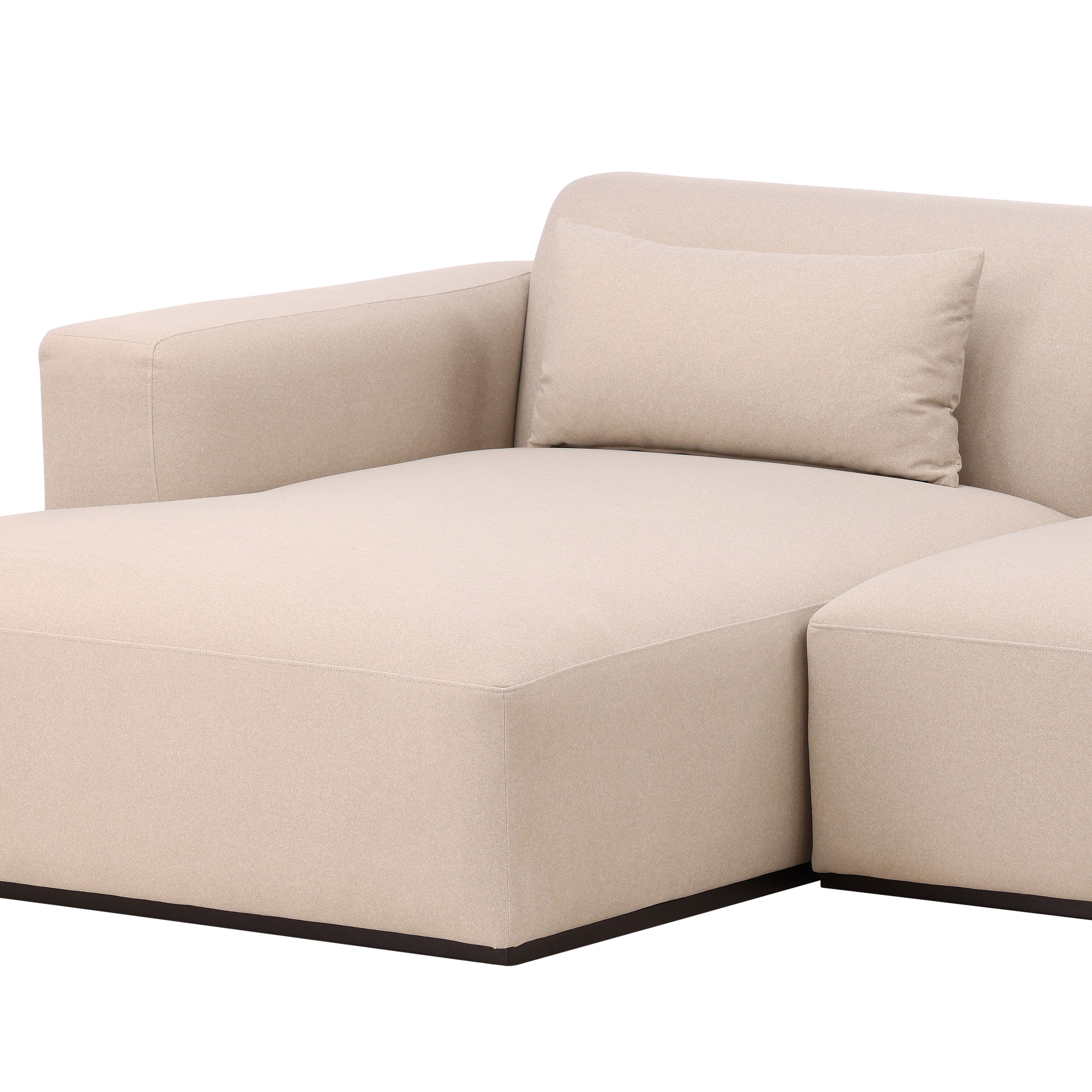 Brooklyn Chaise Sectional Cream, Sectional Sofa by Dovetail, 134.25" width x 29.5" height x 65" depth View 5