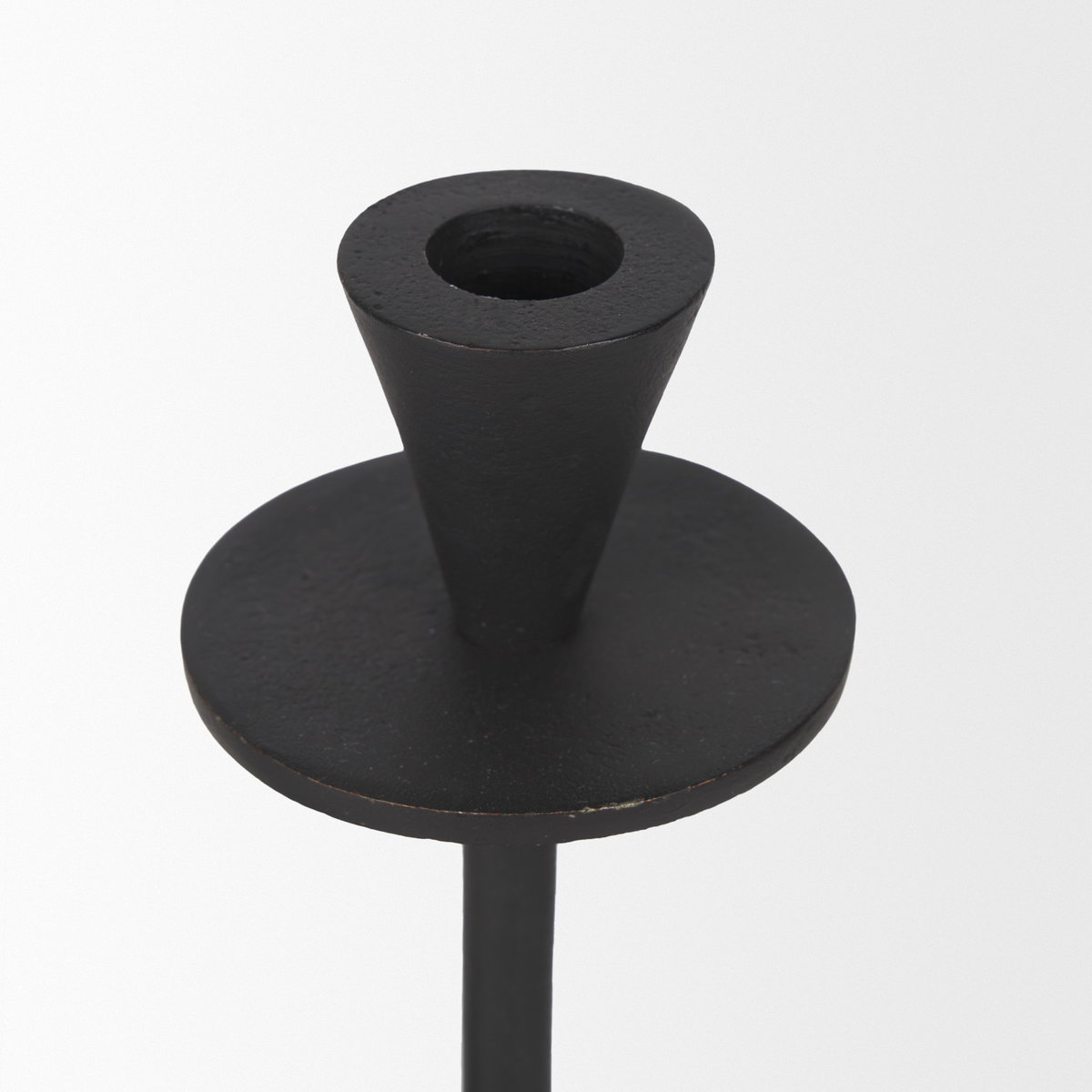 Petria Matte Black Textured Metal Taper Candle Holders, Candles & Candle Holder by Mercana, 3.75" length x 3.75" width x 13" height View 7